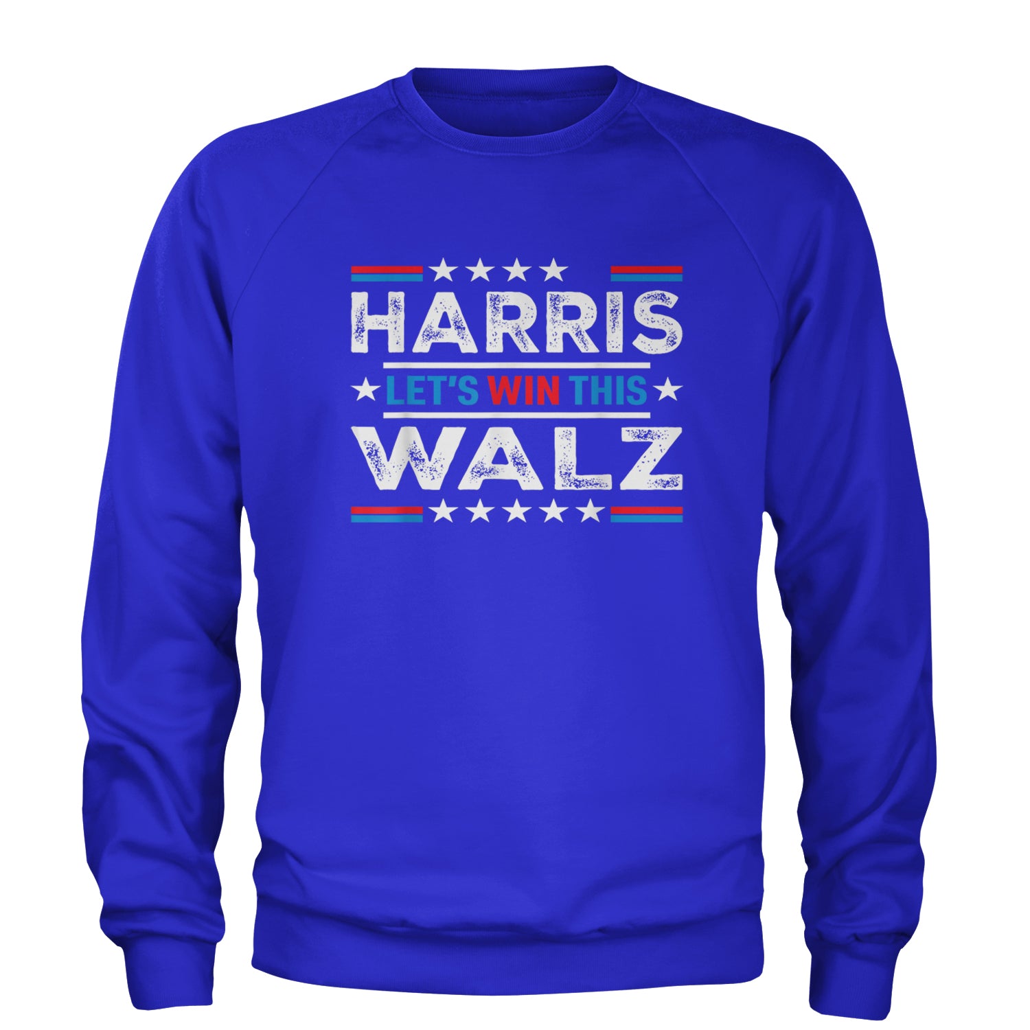 Kamala Harris and Tim Walz For President Adult Crewneck Sweatshirt Royal Blue