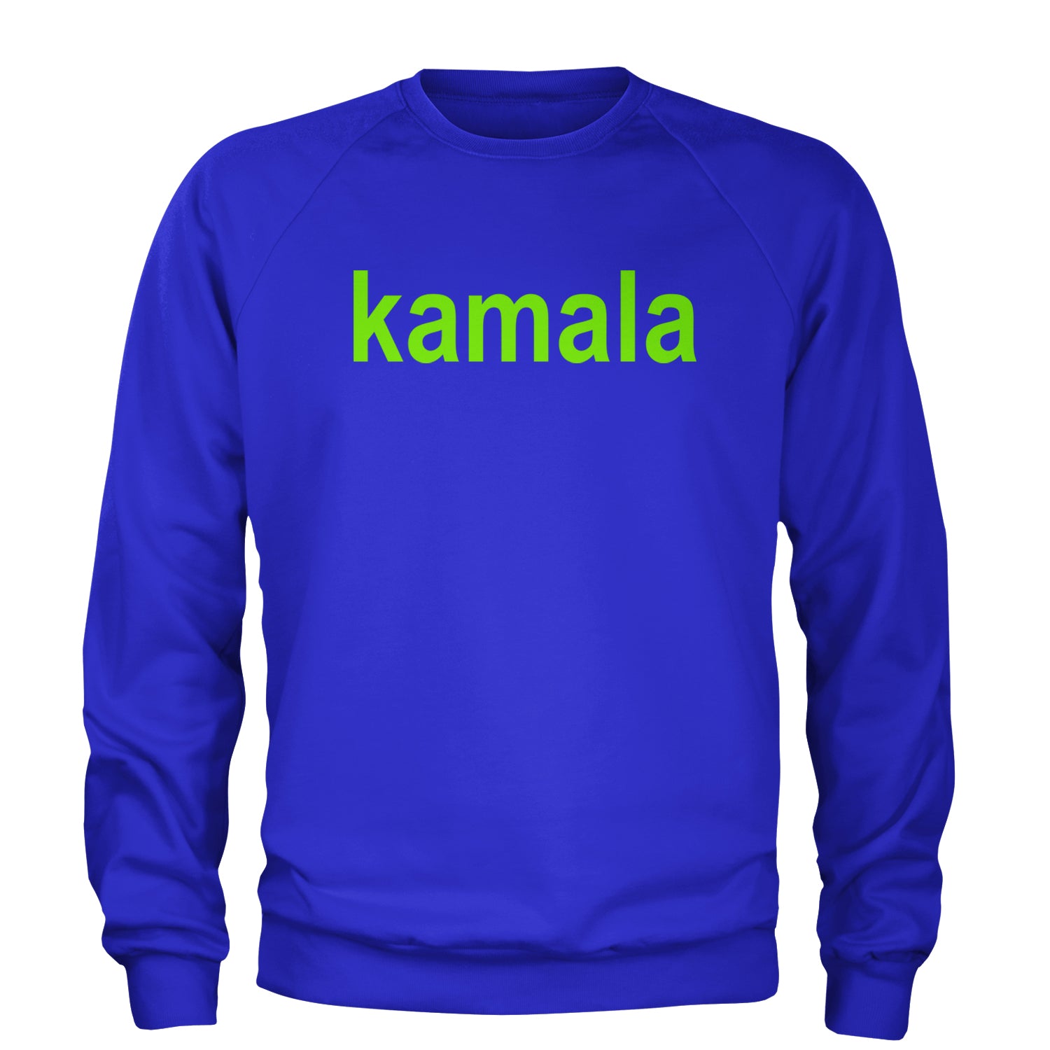 Kamala Bright Green Brat Coconut Tree Adult Crewneck Sweatshirt Royal Blue