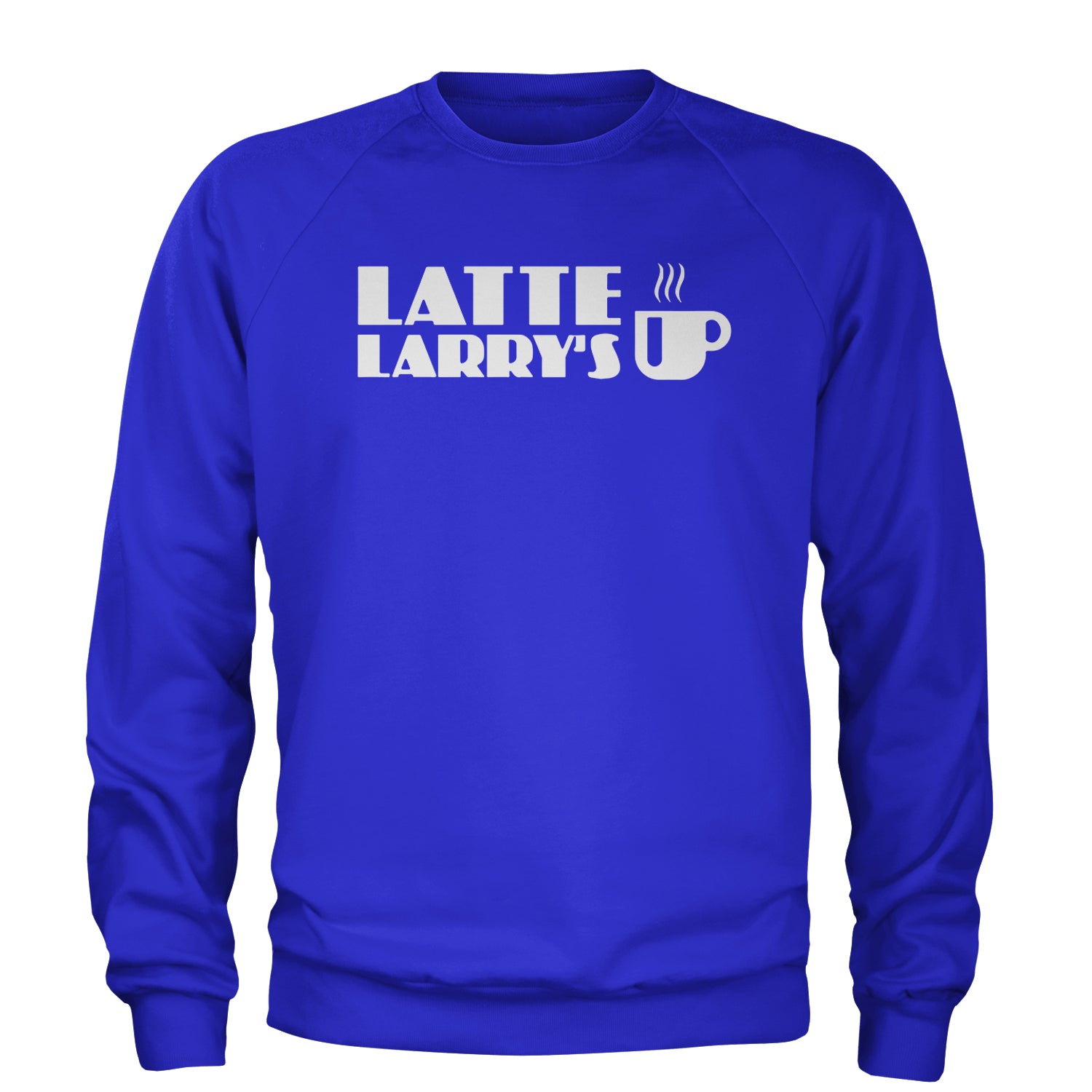 Latte Larry's Enthusiastic Coffee Adult Crewneck Sweatshirt Royal Blue