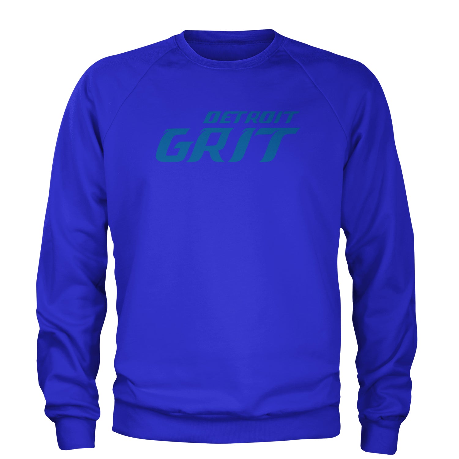 Grit Detroit Football Hard Knocks Adult Crewneck Sweatshirt Royal Blue