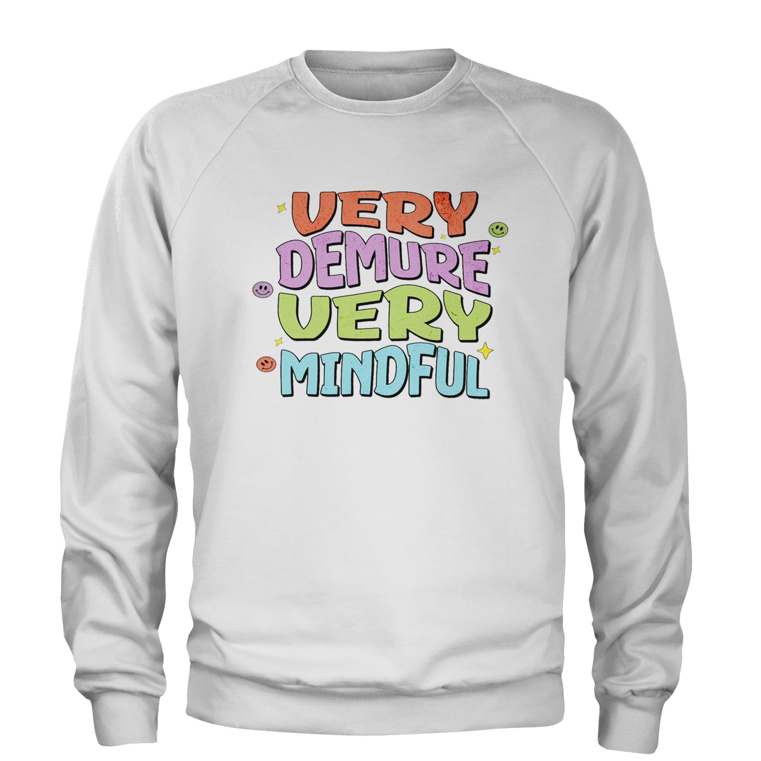 Very Demure, Very Mindful Adult Crewneck Sweatshirt White