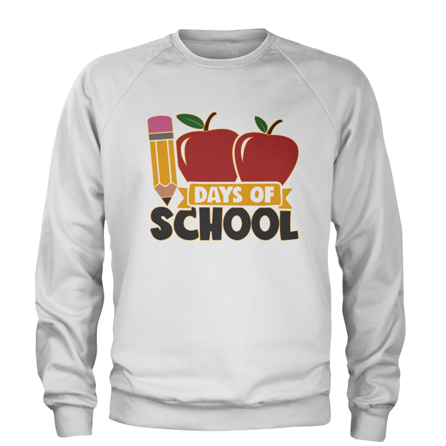 100 Days Of School Apple Pencil Adult Crewneck Sweatshirt White