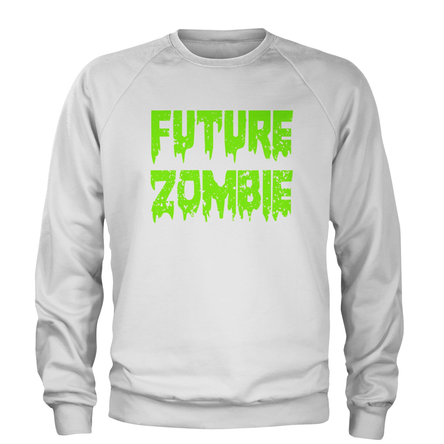 Future Zombie Horror Adult Crewneck Sweatshirt White