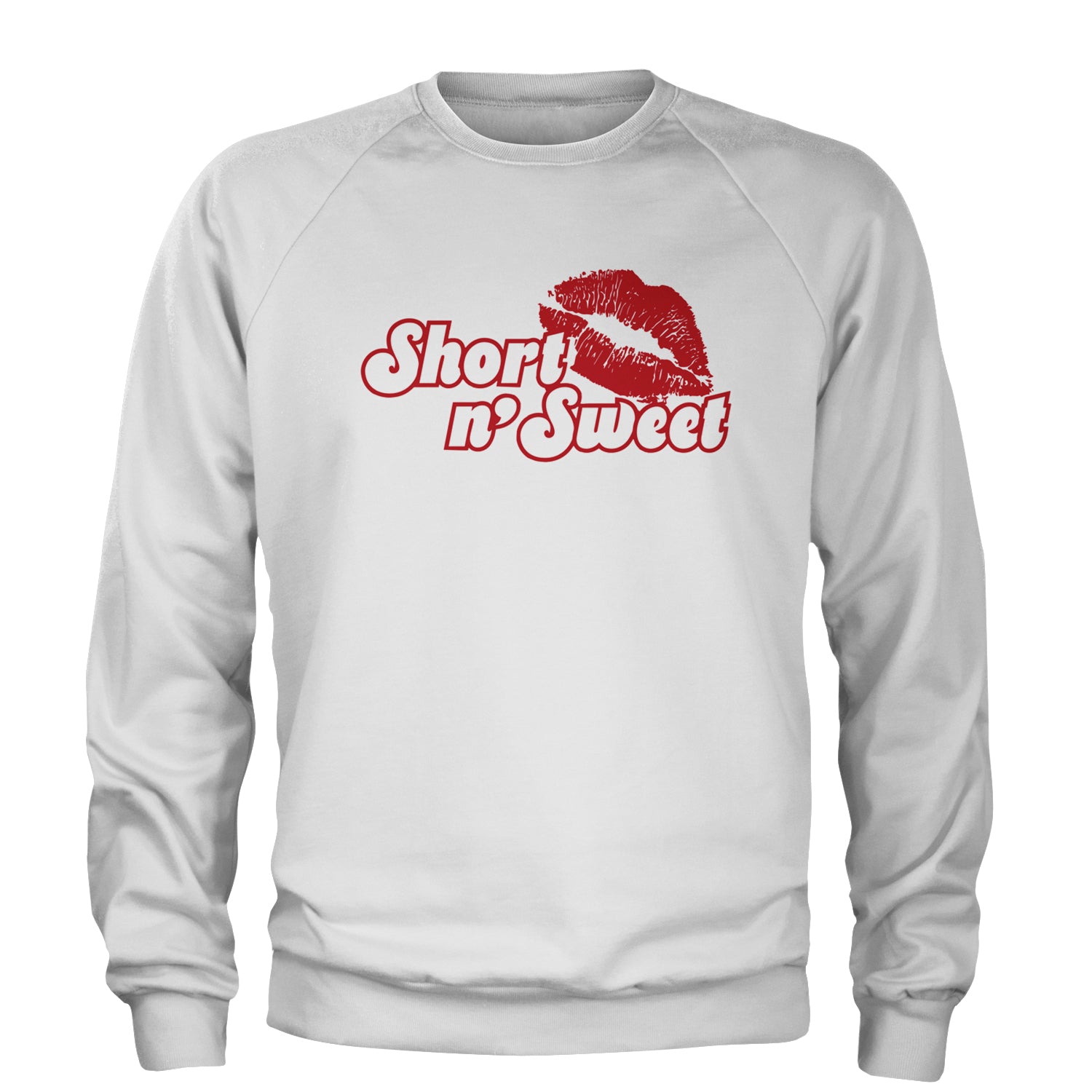 Short N' Sweet Red Lips Adult Crewneck Sweatshirt White