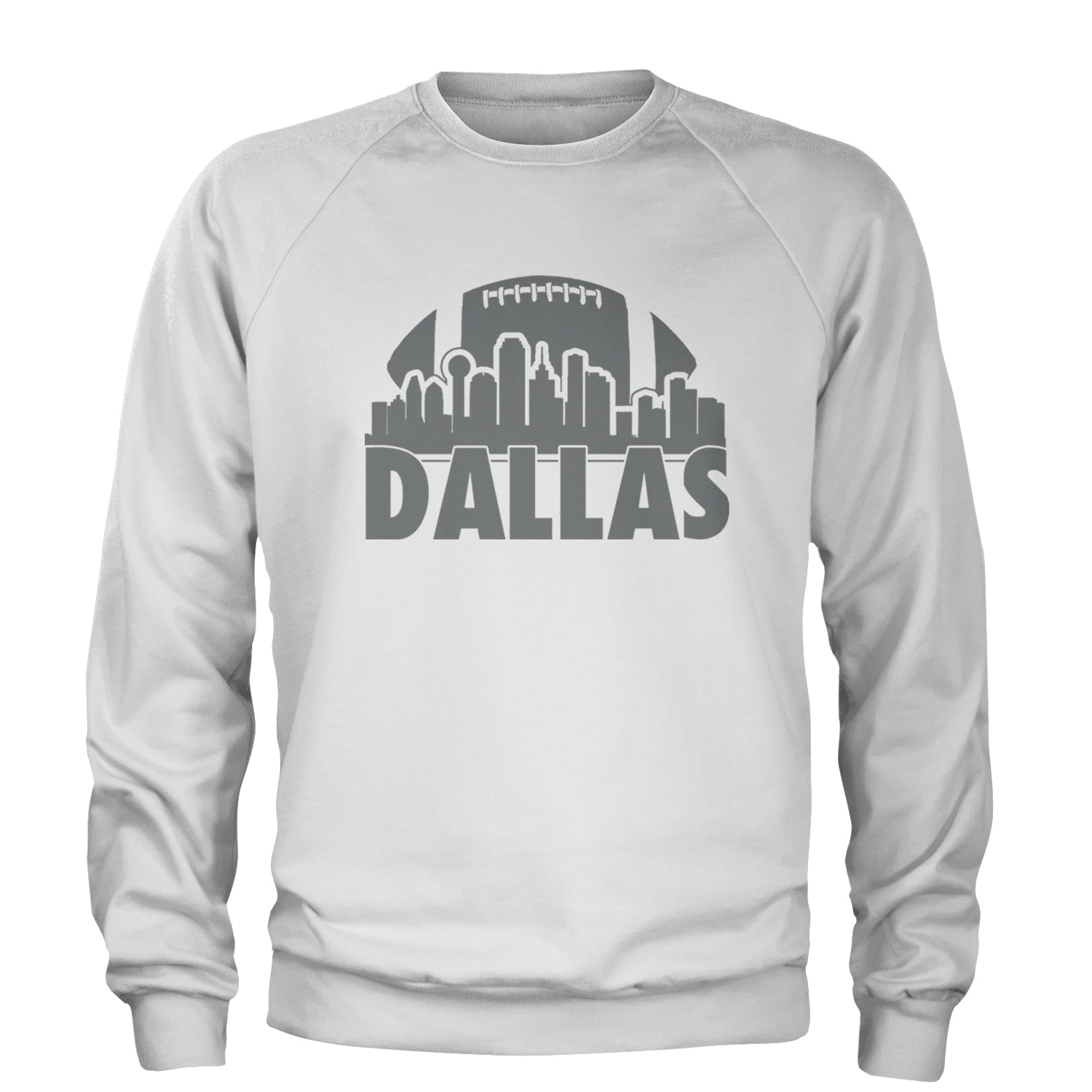 Dallas Texas Skyline Adult Crewneck Sweatshirt White