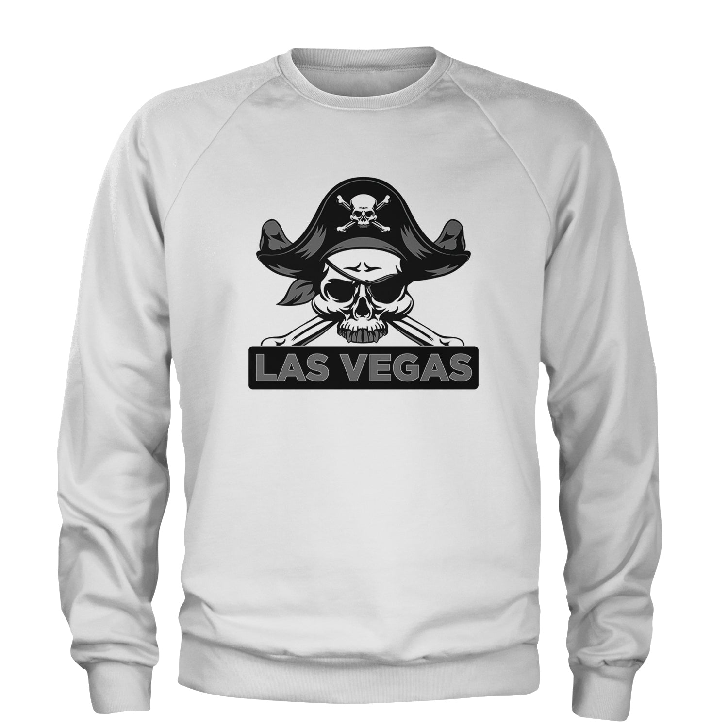 Raider Skull Straight Outta Las Vegas Adult Crewneck Sweatshirt White