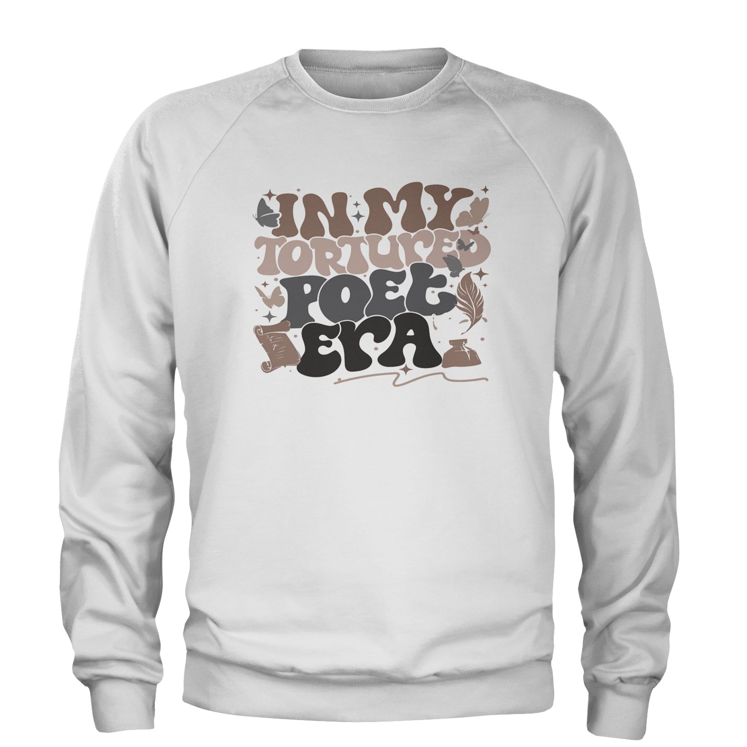 In My Tortured Poet Era TTPD Music Adult Crewneck Sweatshirt White