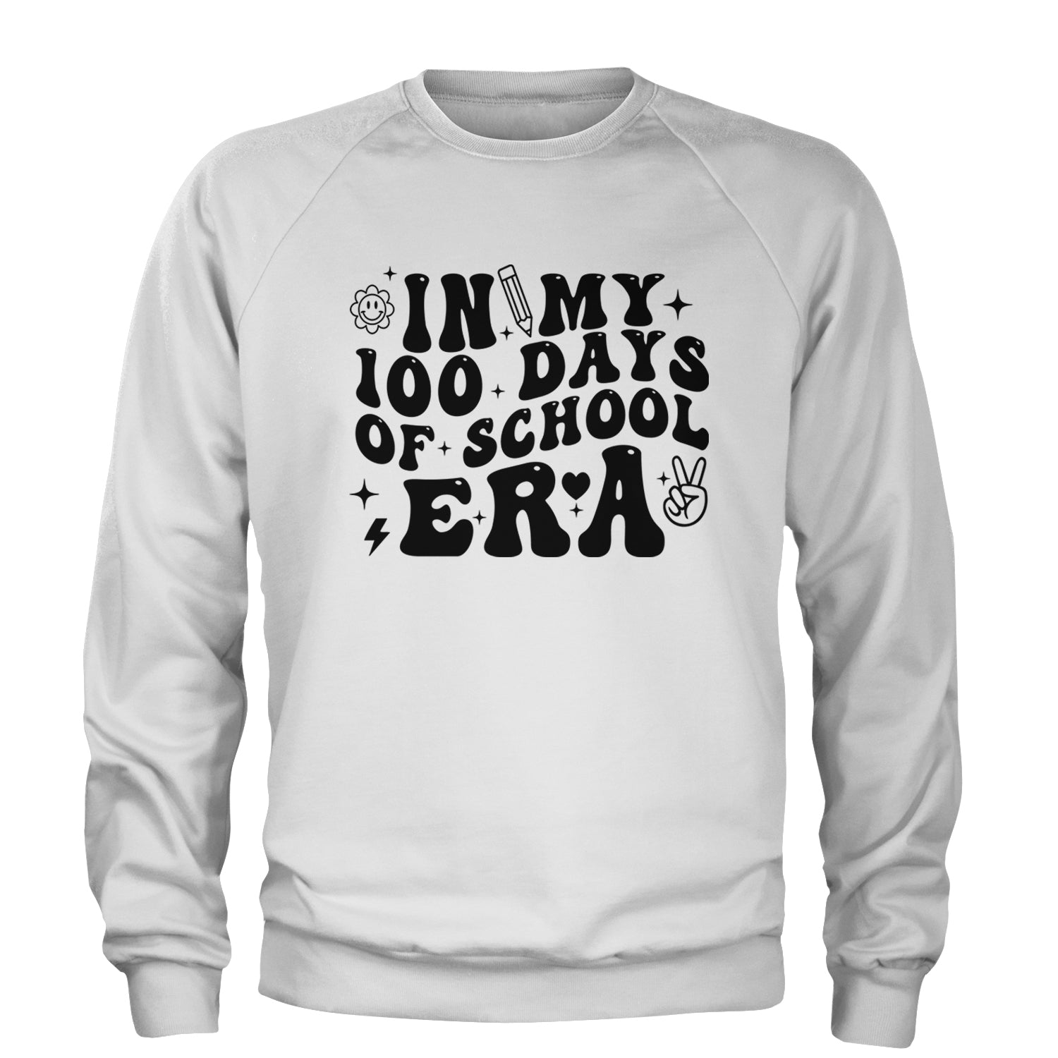 In My 100 Days Of School Era Adult Crewneck Sweatshirt White