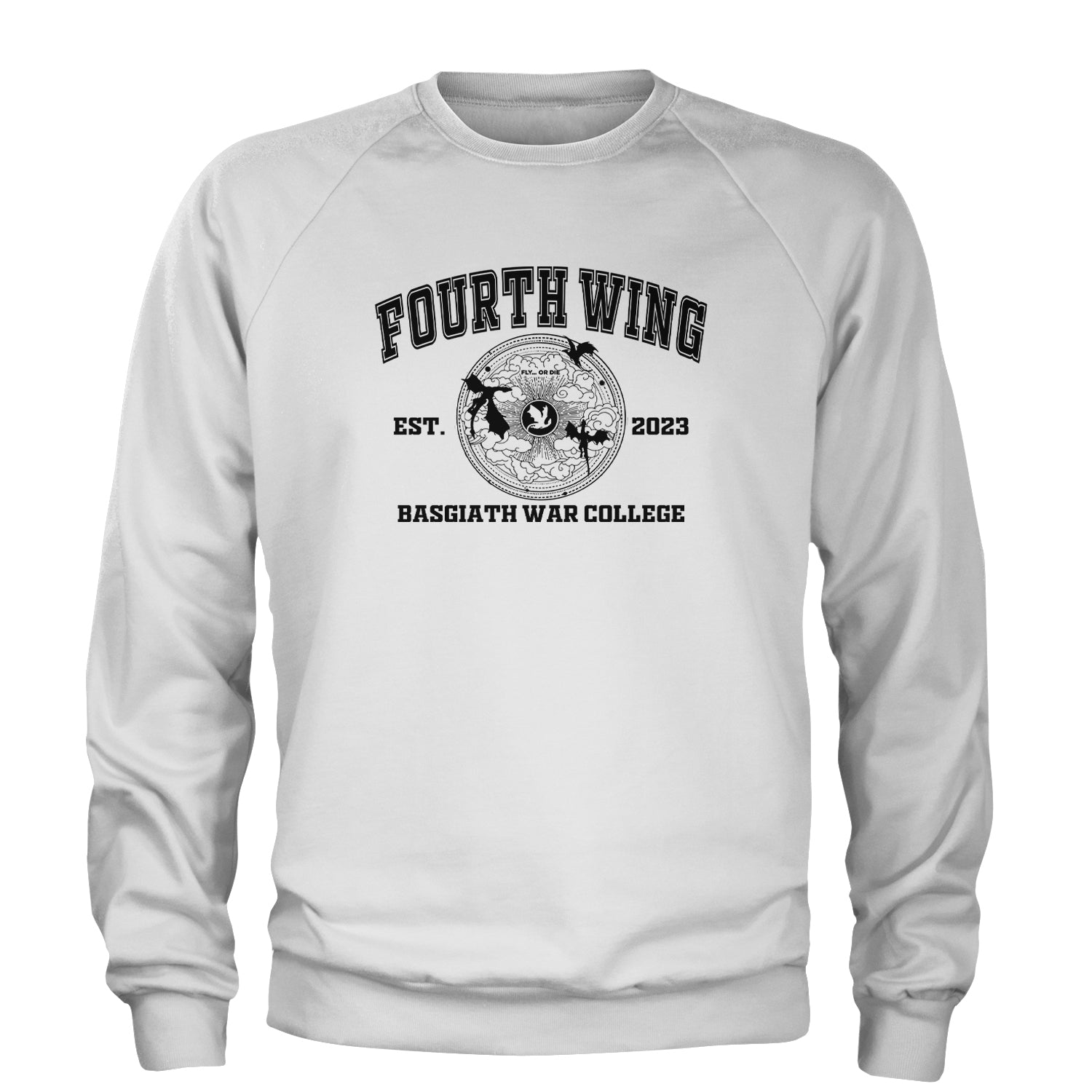 Fourth Wing Basgiath War College Adult Crewneck Sweatshirt White