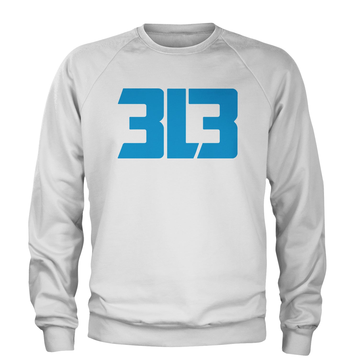 3L3 From The 313 Detroit Football Adult Crewneck Sweatshirt White