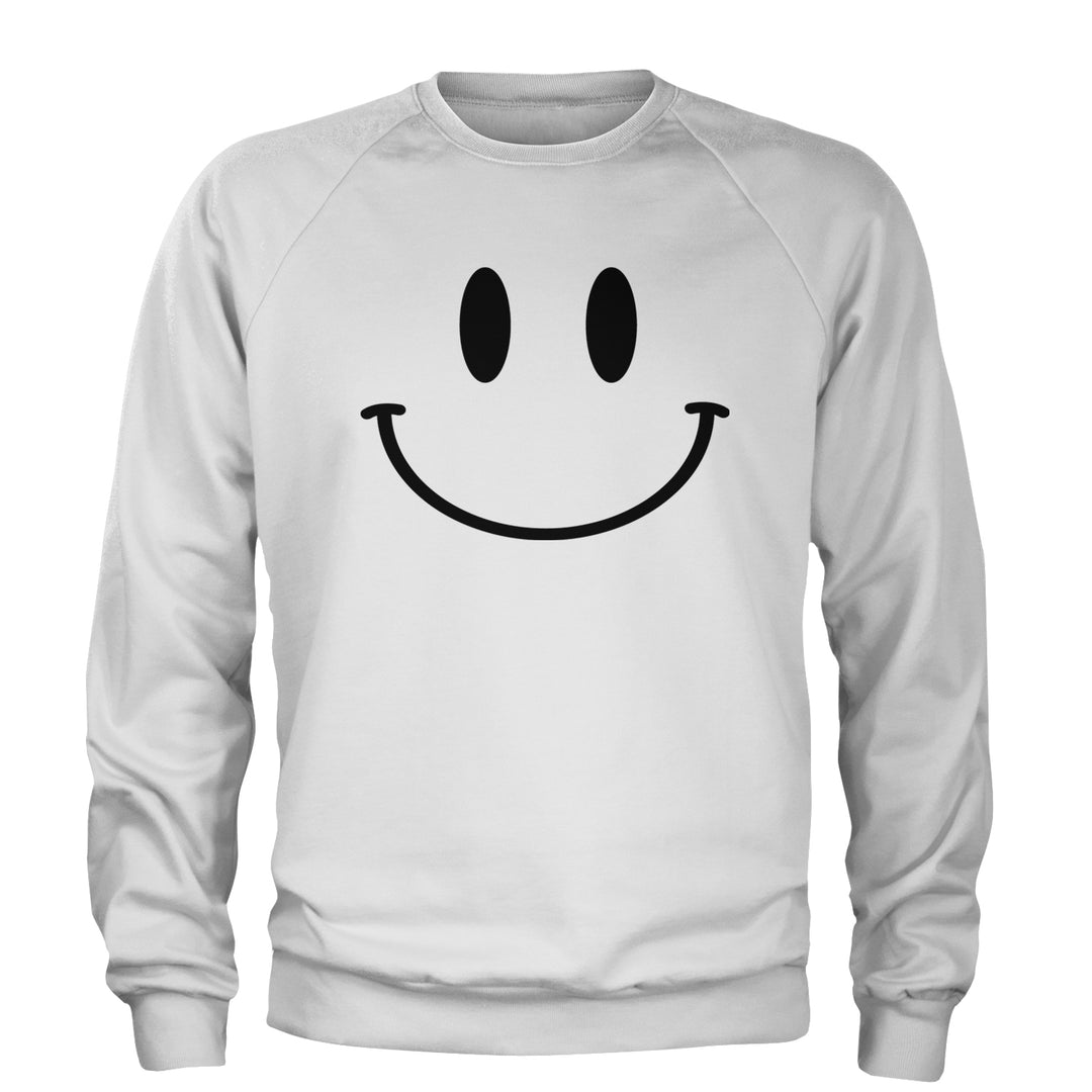 Smile Face Adult Crewneck Sweatshirt White