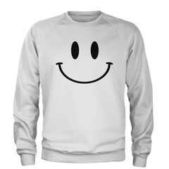 Smile Face Adult Crewneck Sweatshirt White