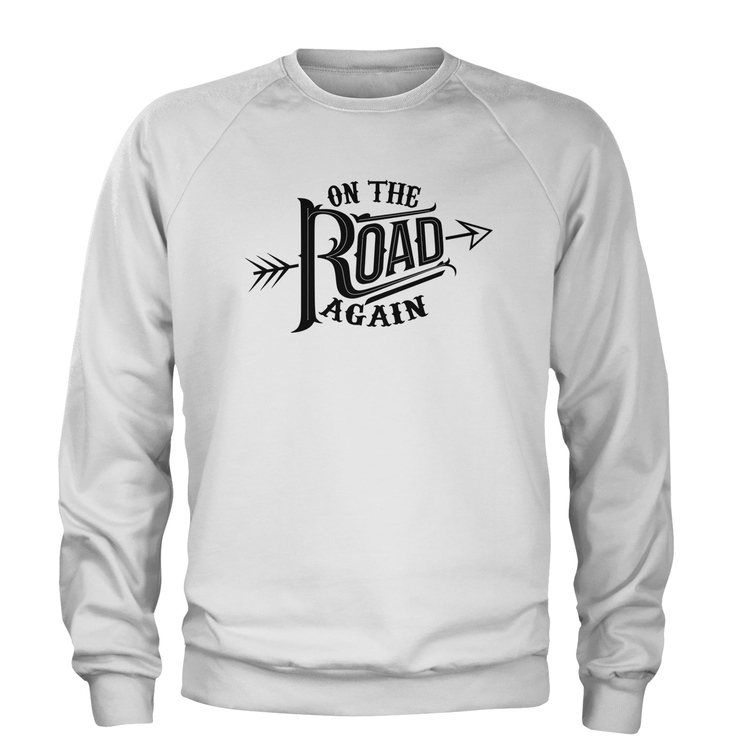 On The Road Again Hippy Country Music Adult Crewneck Sweatshirt White