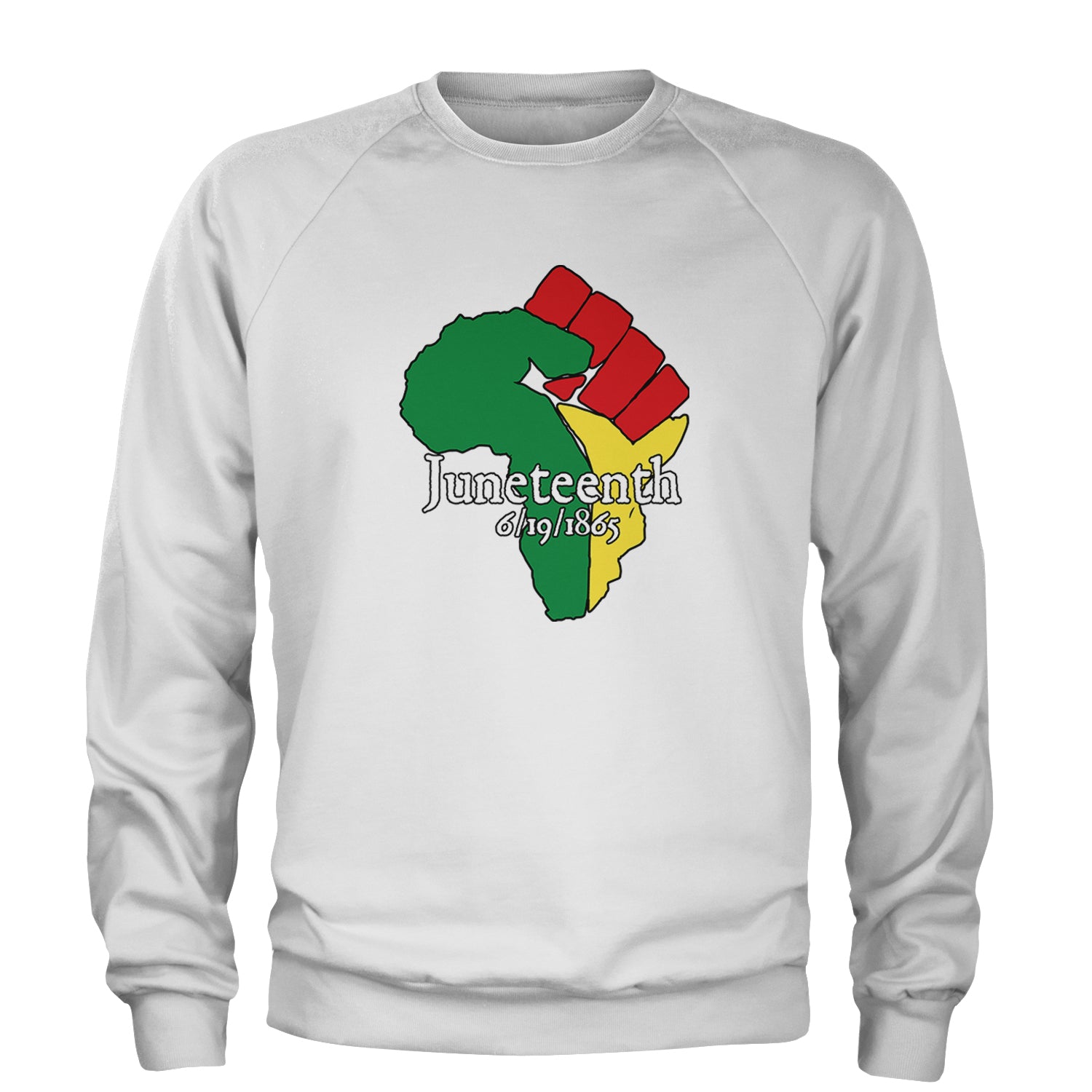 Juneteenth Raised Fist Africa Celebrate Emancipation Day Adult Crewneck Sweatshirt White