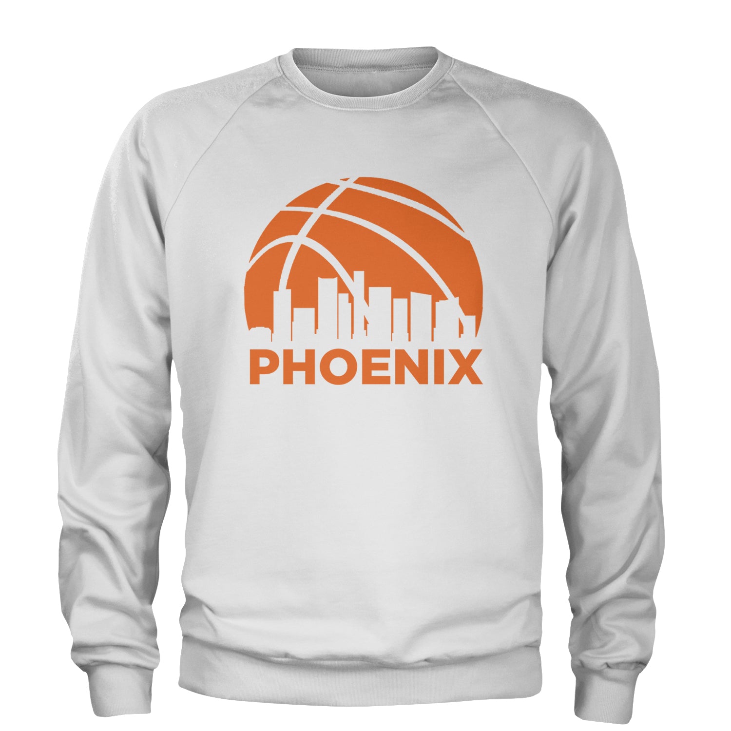 Phoenix Basketball Sunset City Skyline Adult Crewneck Sweatshirt White