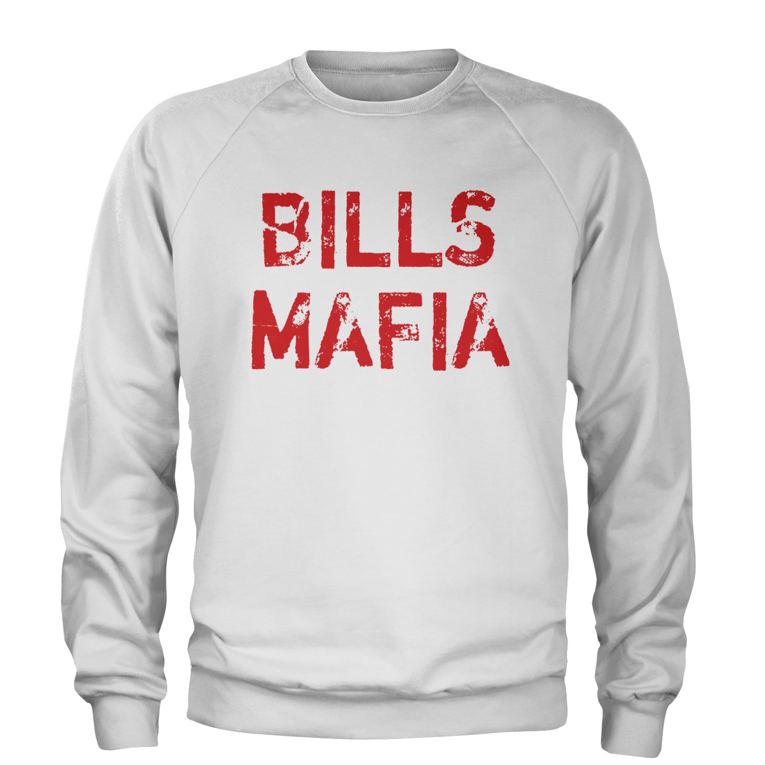 Distressed Bills Mafia Football Adult Crewneck Sweatshirt White