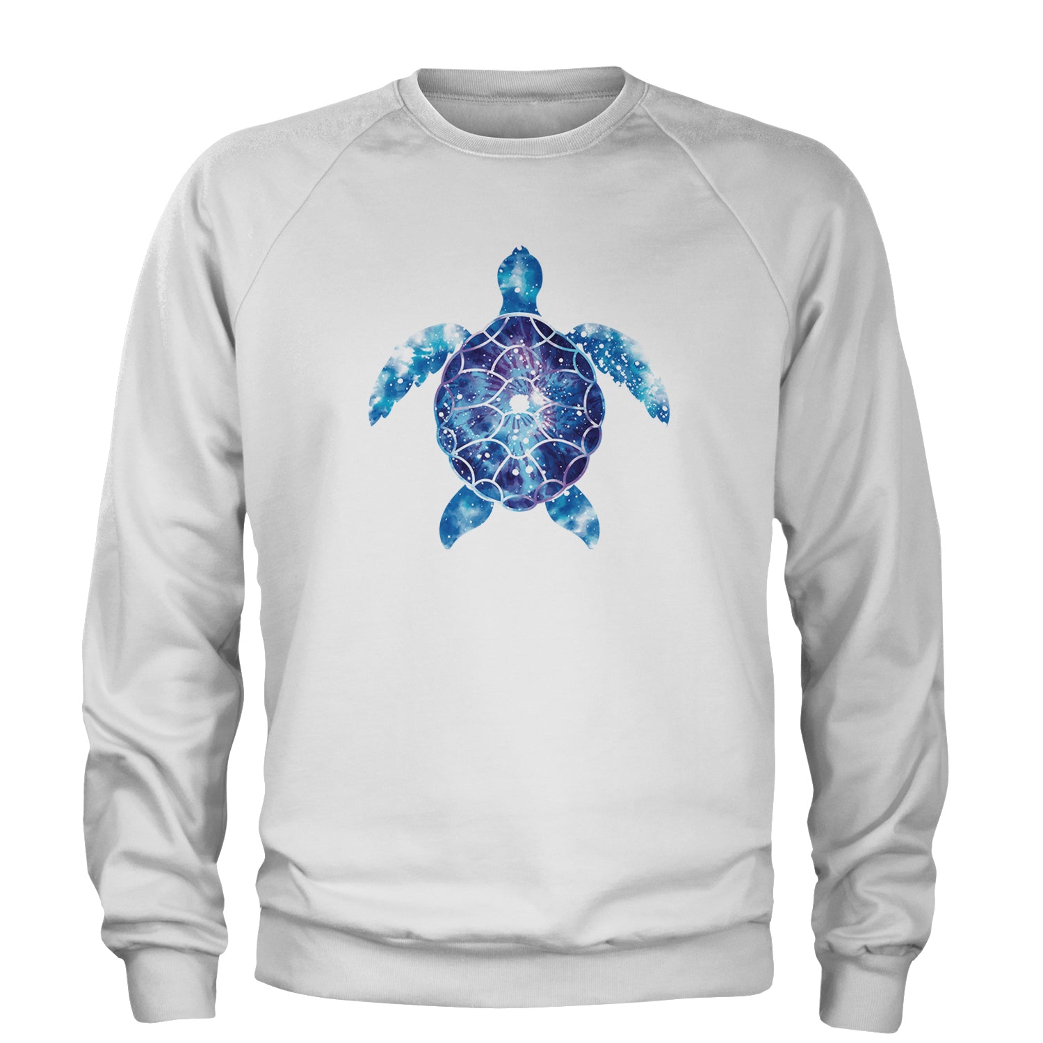 Ocean Aura Tie-Dye Sea Turtle Adult Crewneck Sweatshirt White