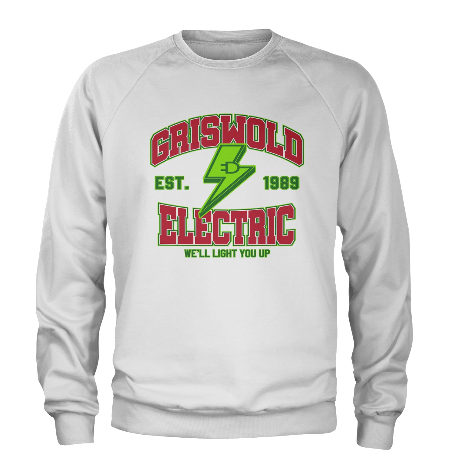 Griswold Electric We'll Light You Up Adult Crewneck Sweatshirt White