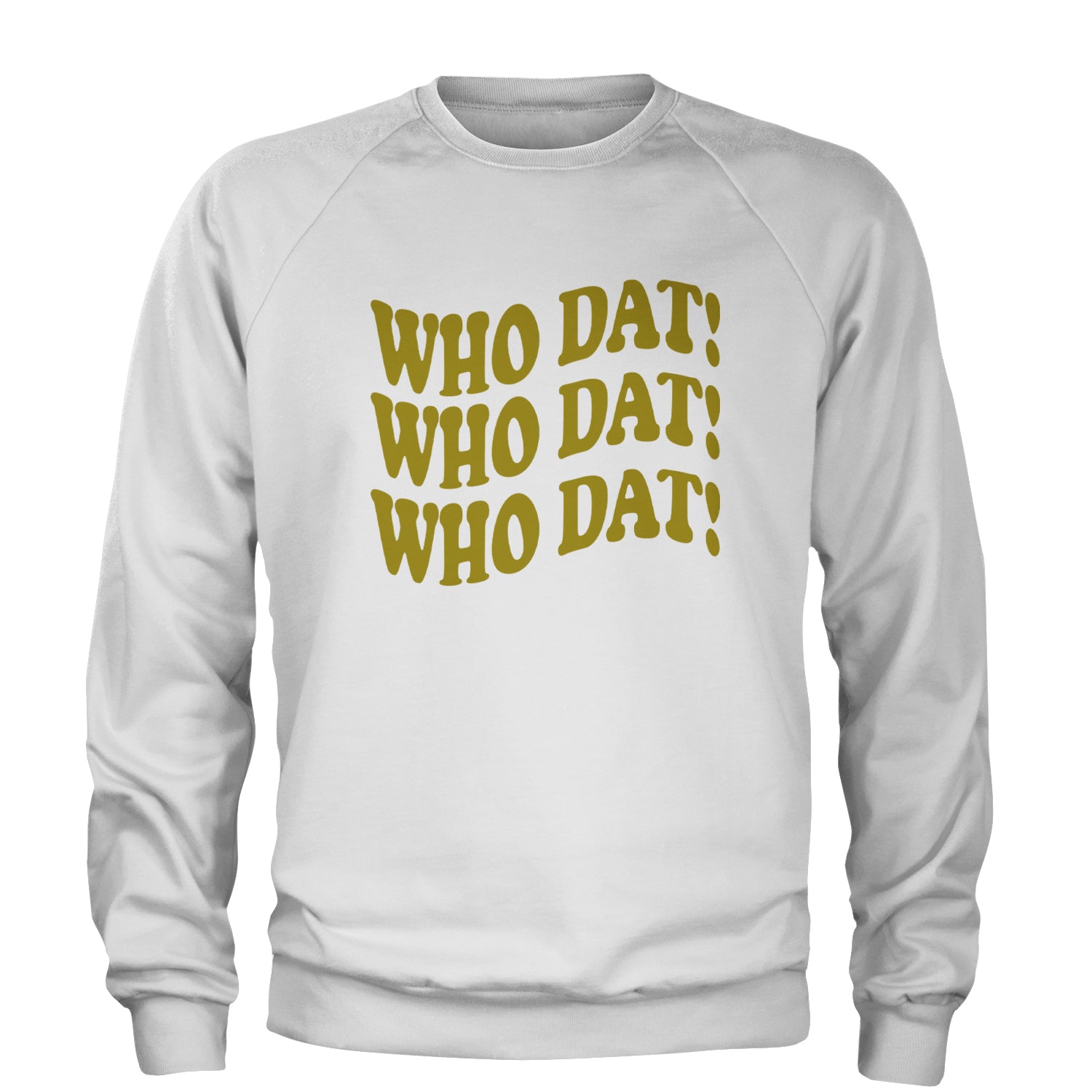 Who Dat Wavy Design Who Dat Nation Adult Crewneck Sweatshirt White