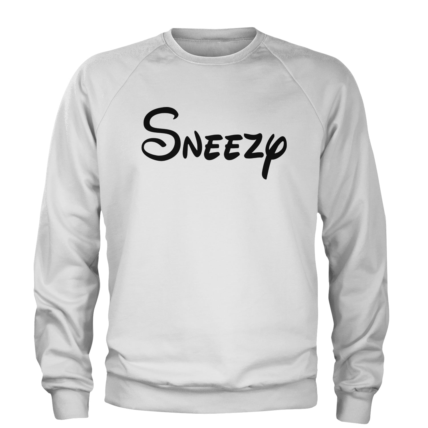 Sneezy - 7 Dwarfs Costume Adult Crewneck Sweatshirt White