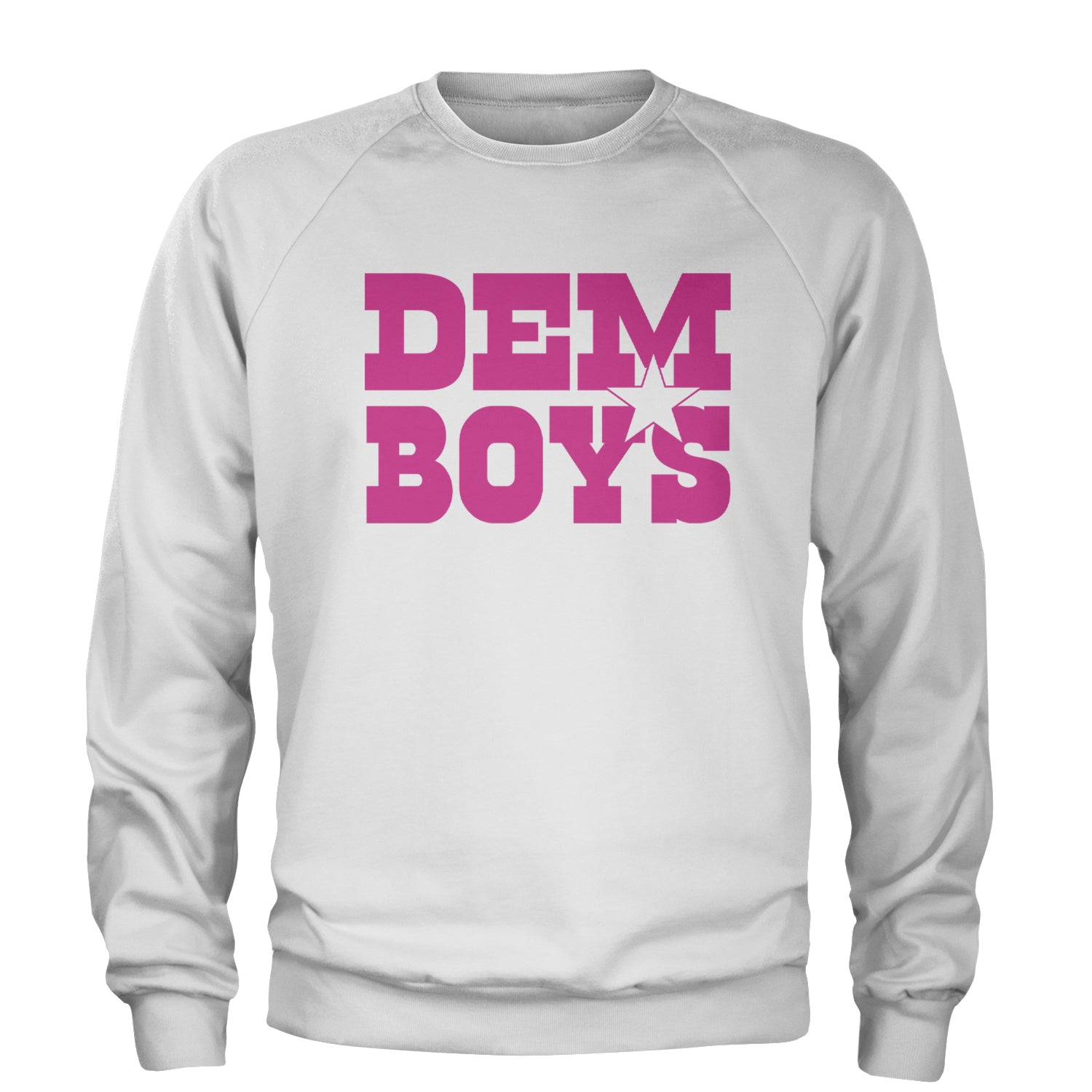 Dem Boys Hot Pink Dallas  Adult Crewneck Sweatshirt White