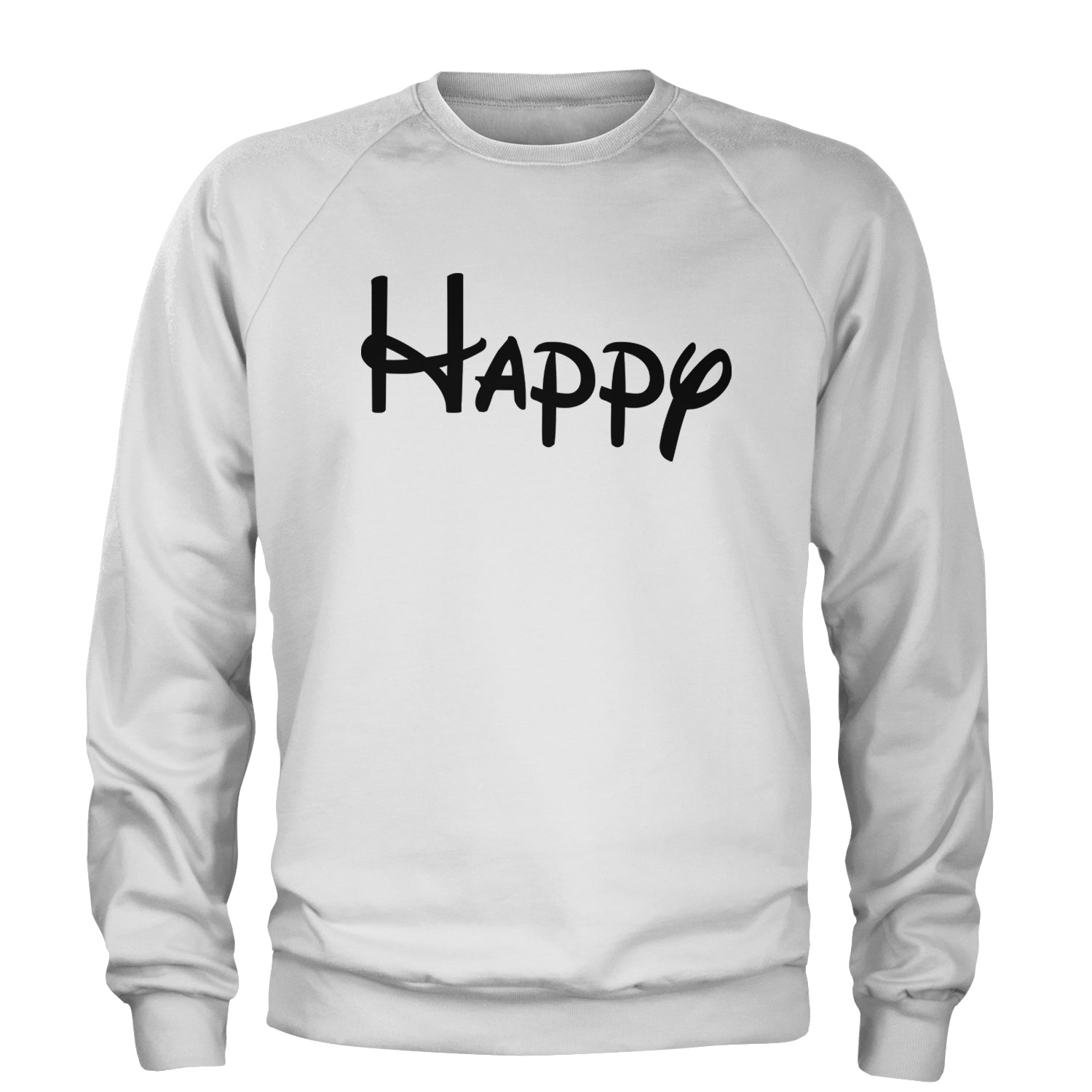 Happy - 7 Dwarfs Costume Adult Crewneck Sweatshirt White