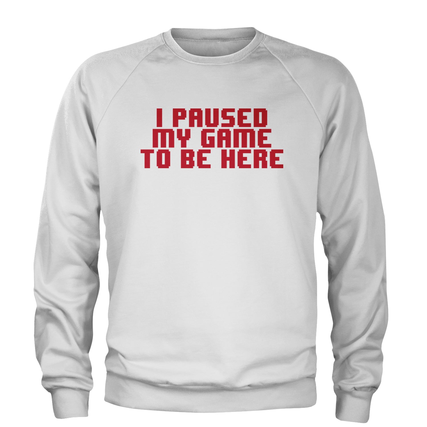 I Paused My Game To Be Here Funny Video Gamer Adult Crewneck Sweatshirt White