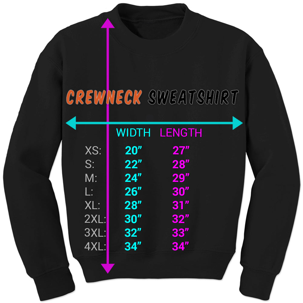 Adult Unisex Crewneck size chart