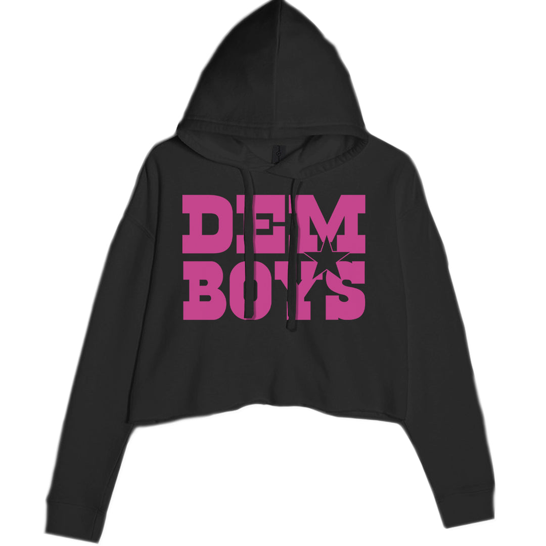 Dem Boys Hot Pink Dallas  Cropped Hoodie Sweatshirt Black