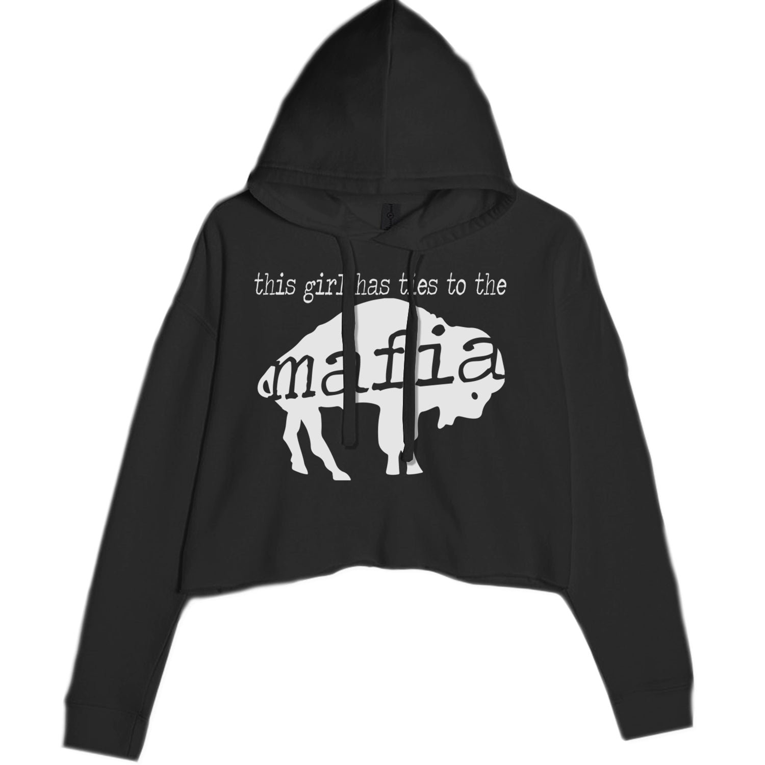 This Girl Has Ties To The Bills Mafia Cropped Hoodie Sweatshirt Black