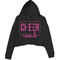 Women's Cropped Fleece Hoodie with bold "CHEER" text and playful "coach" script graphic