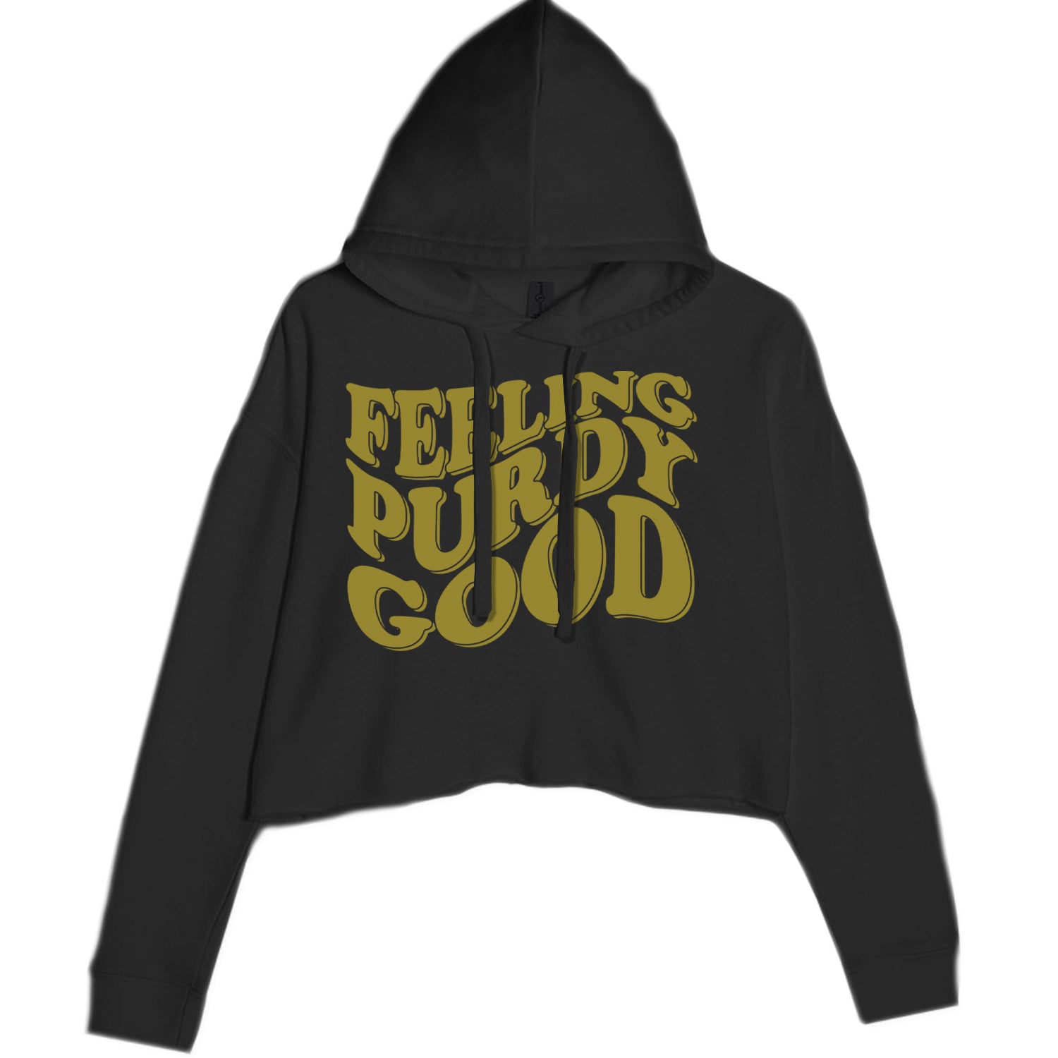 Feeling Purdy Good San Francisco Cropped Hoodie Sweatshirt Black