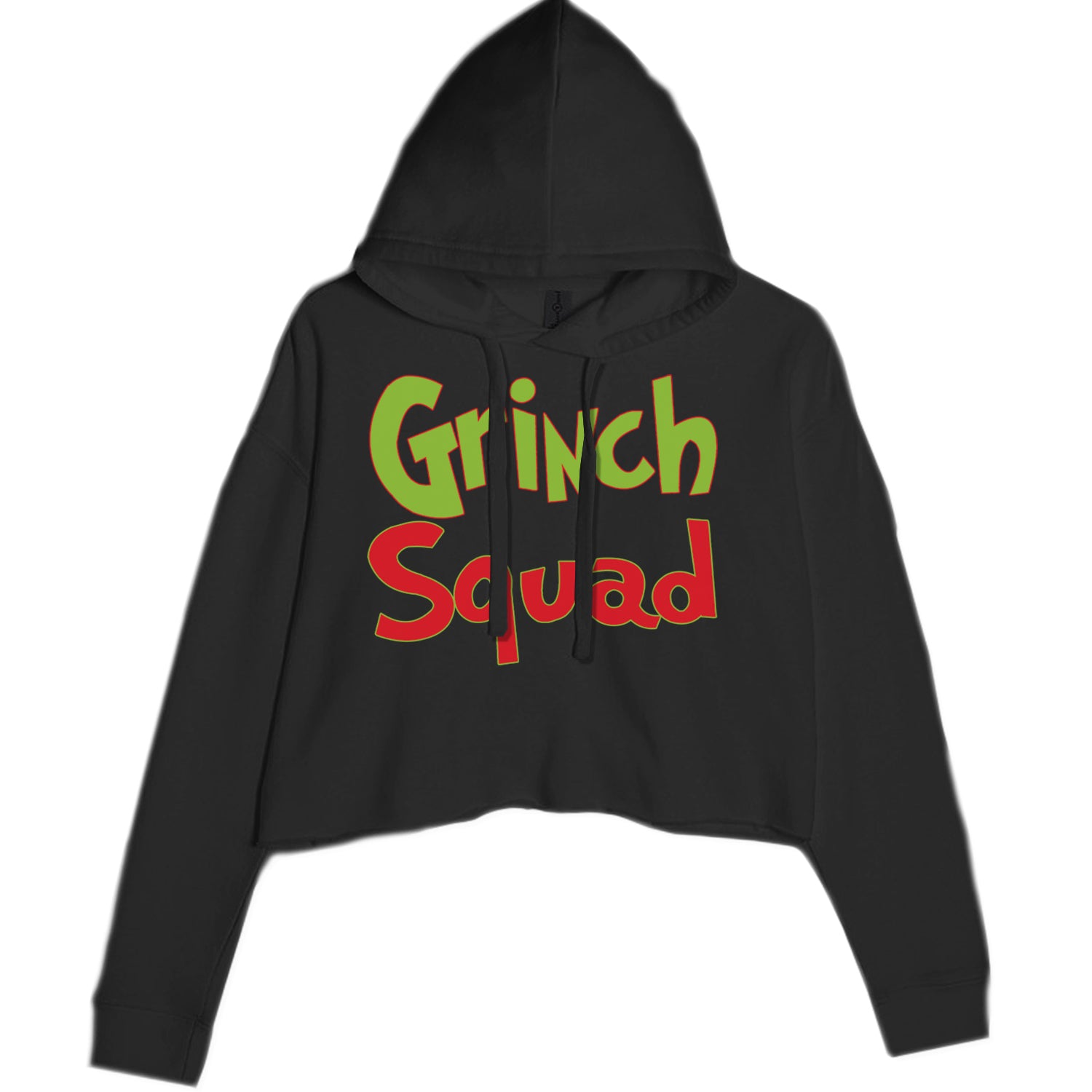 Gr-nch Squad Jolly Grinchmas Merry Christmas Cropped Hoodie Sweatshirt Black