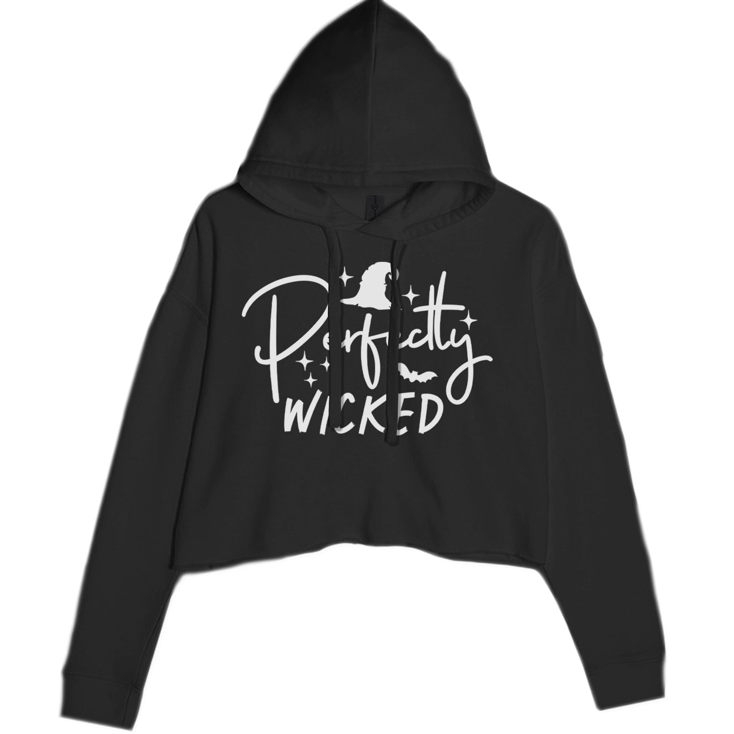 Perfectly Wicked Witchy Halloween Cropped Hoodie Sweatshirt Black