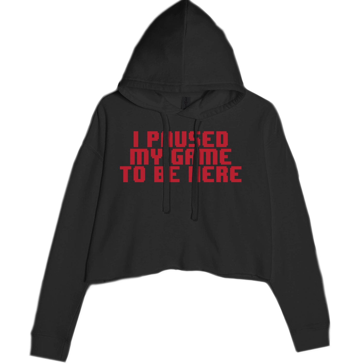 I Paused My Game To Be Here Funny Video Gamer Cropped Hoodie Sweatshirt Charcoal Grey