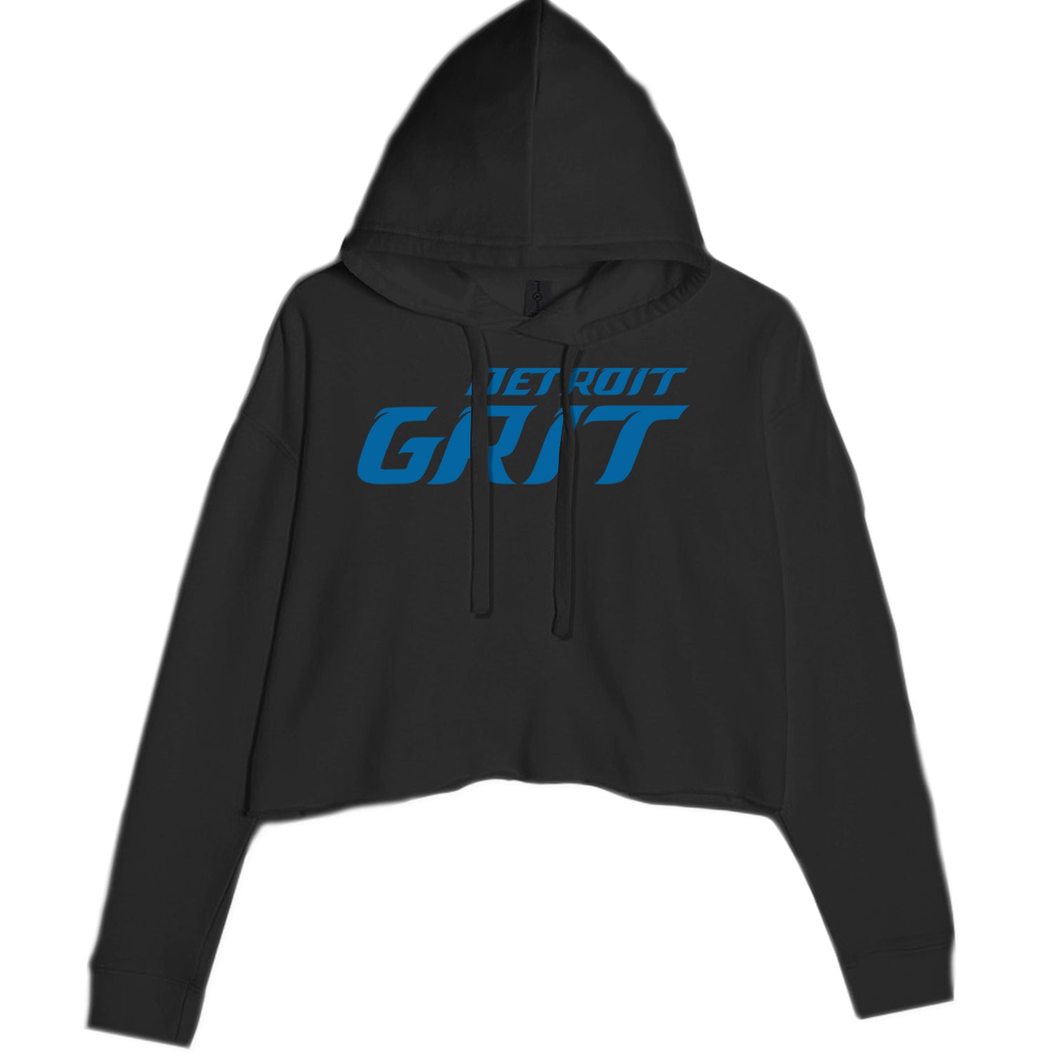 Grit Detroit Football Hard Knocks Cropped Hoodie Sweatshirt Charcoal Grey