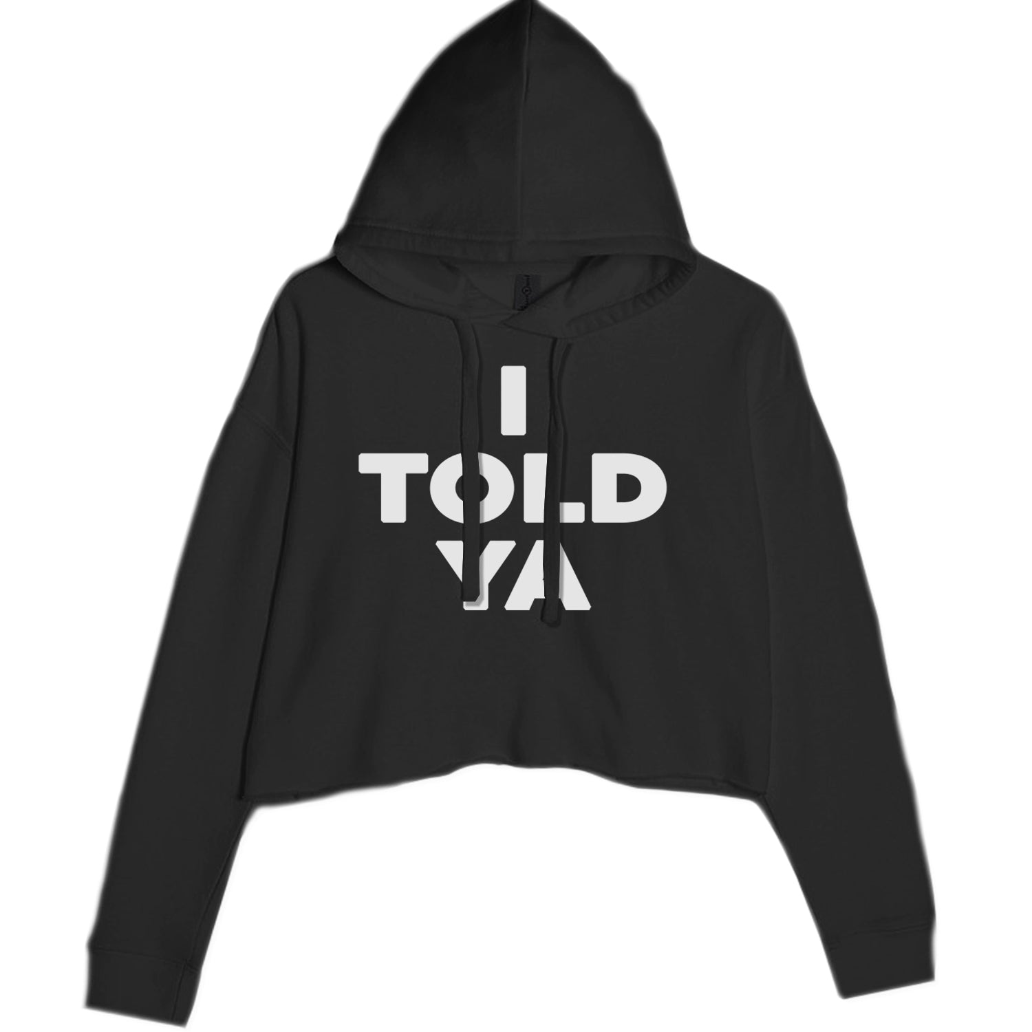 I Told Ya Challenger White Print Cropped Hoodie Sweatshirt Black