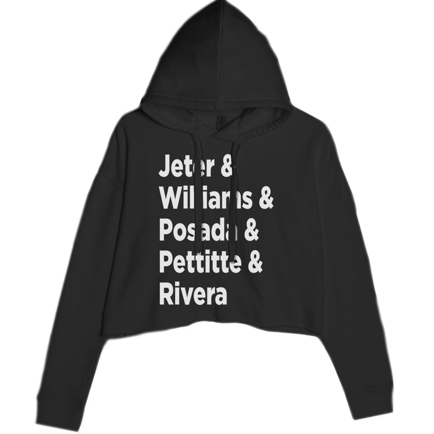 Jeter & Williams & Posada & Pettitte & Rivera Cropped Hoodie Sweatshirt Black