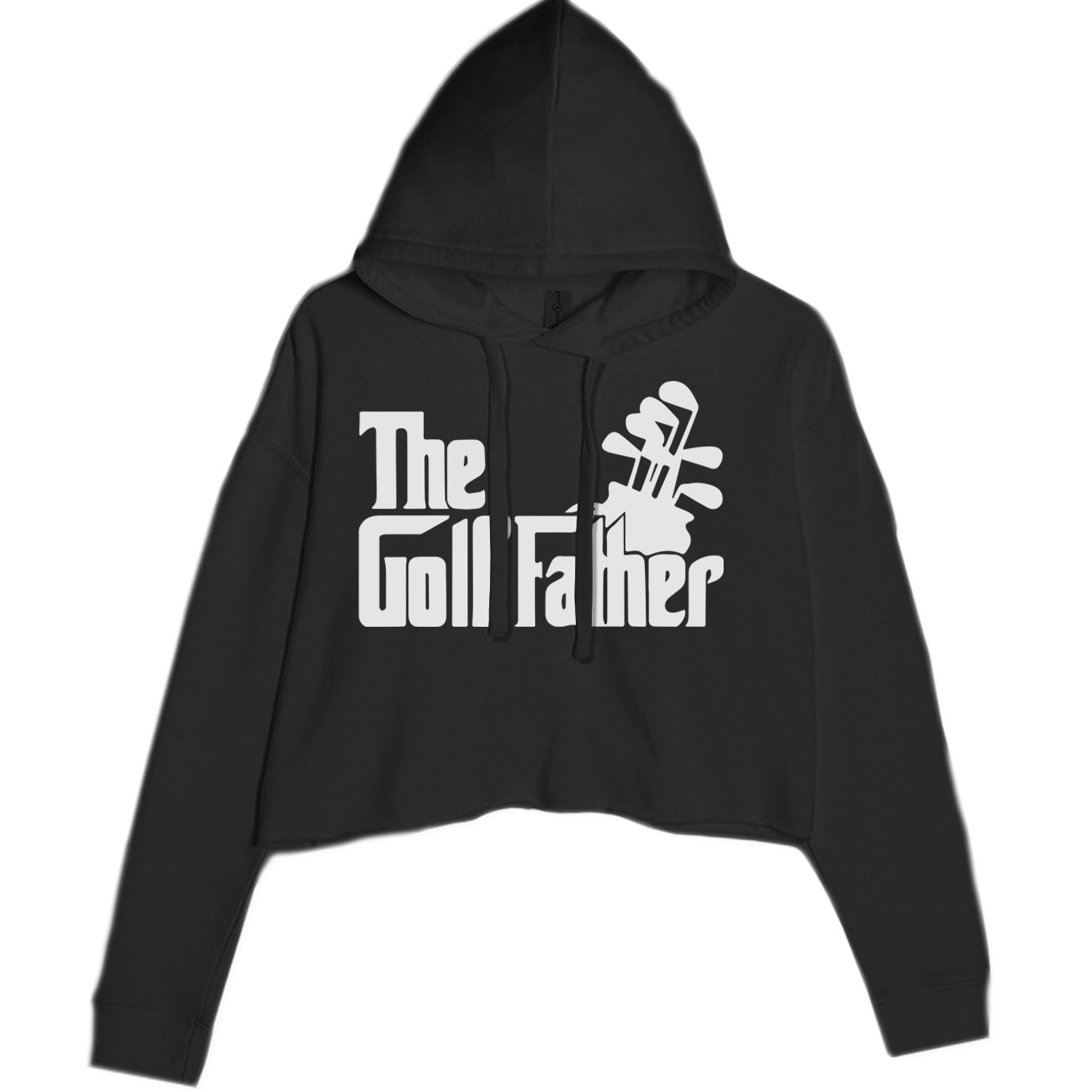 The Golf Father Golfing Dad  Cropped Hoodie Sweatshirt Black
