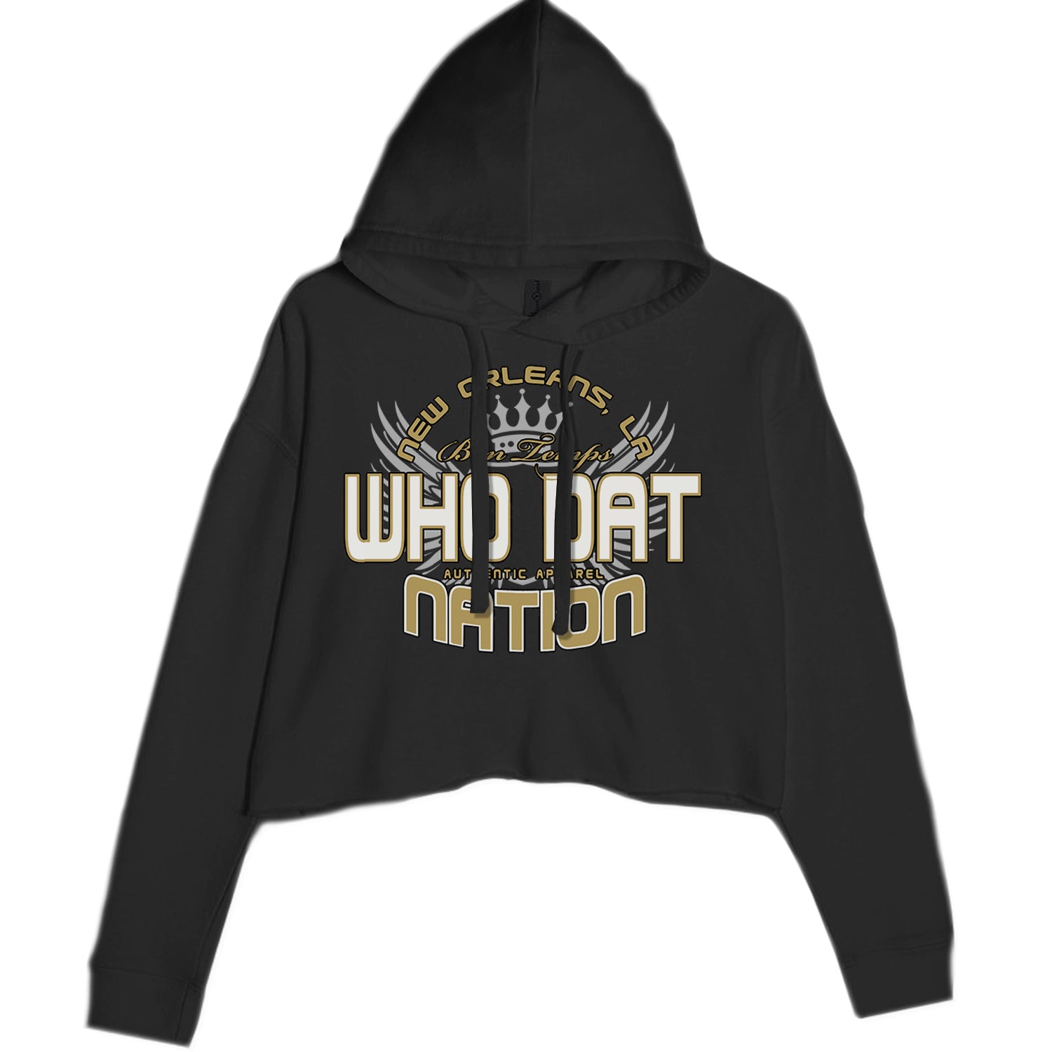 Who Dat Nation New Orleans (Color) Cropped Hoodie Sweatshirt Black