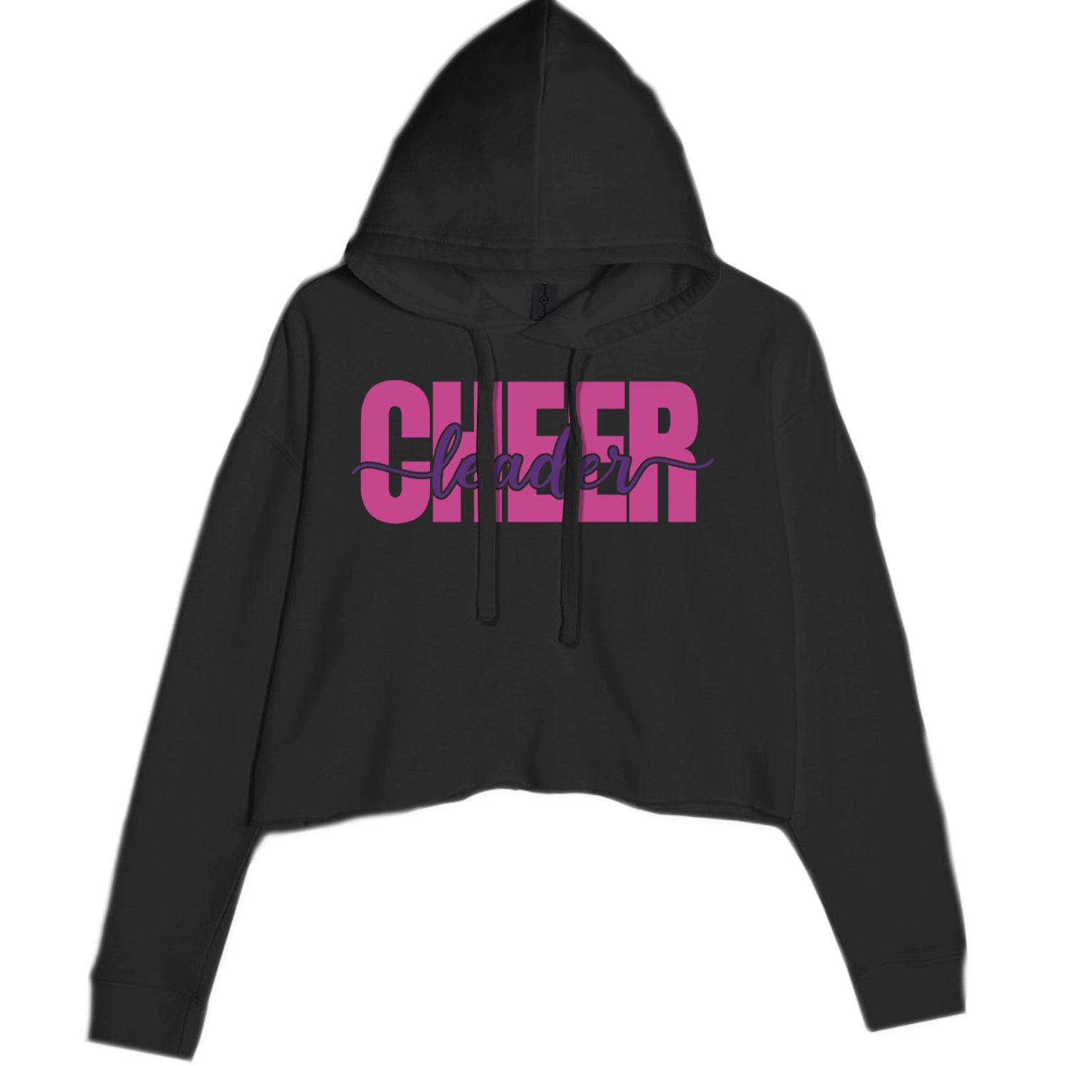Cheerleader with Scripted Flair Cropped Hoodie Sweatshirt Black
