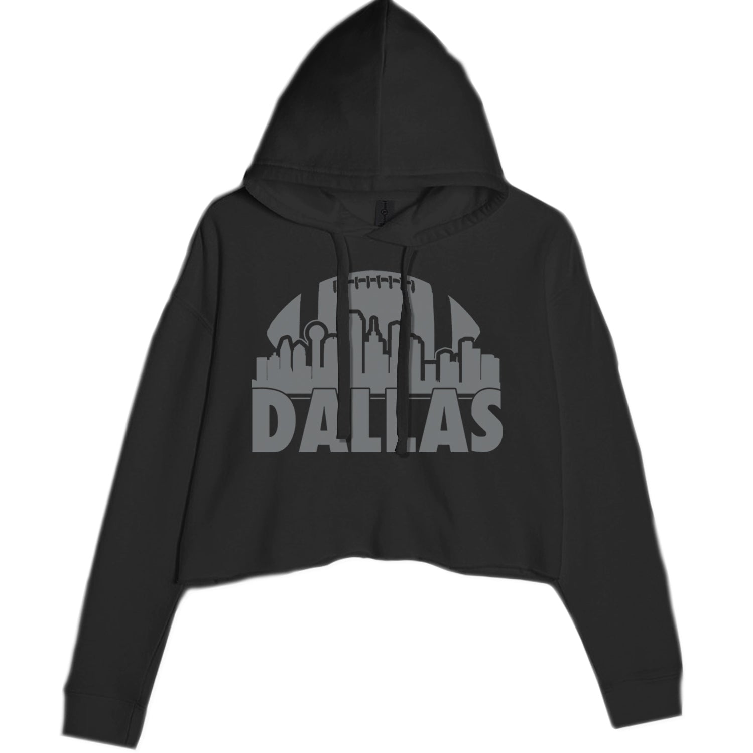 Dallas Texas Skyline Cropped Hoodie Sweatshirt Blue Clouds