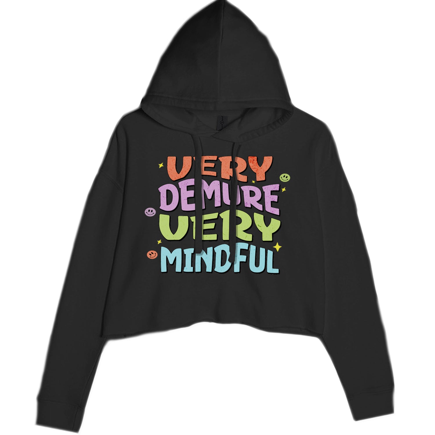 Very Demure, Very Mindful Cropped Hoodie Sweatshirt Charcoal Grey