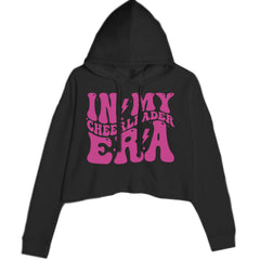 Women's Cropped Fleece Hoodie with bold "IN MY CHEERLEADER ERA" cheer lettering design