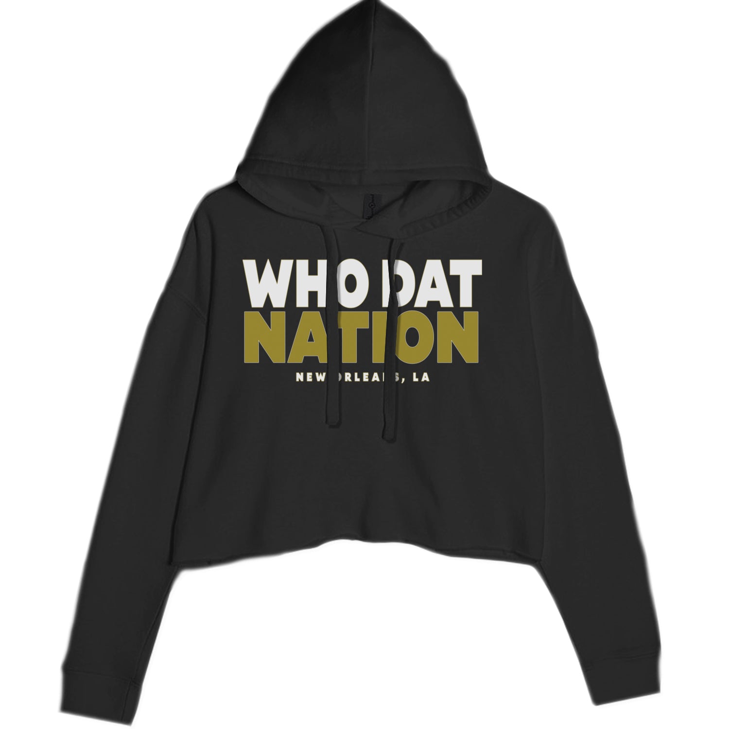 New Orleans Who Dat Nation Cropped Hoodie Sweatshirt Black