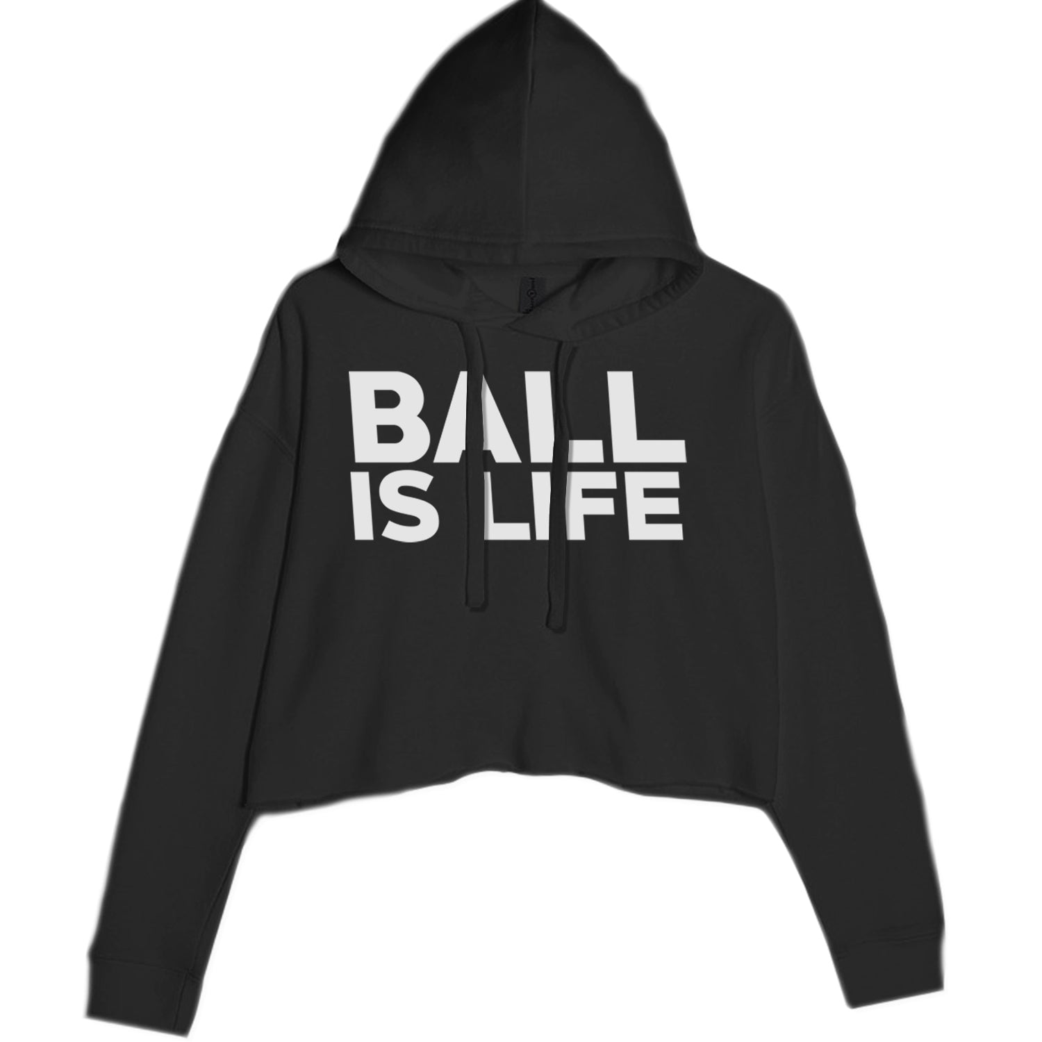 Ball Is Life Sports Enthusiasts Cropped Hoodie Sweatshirt Black