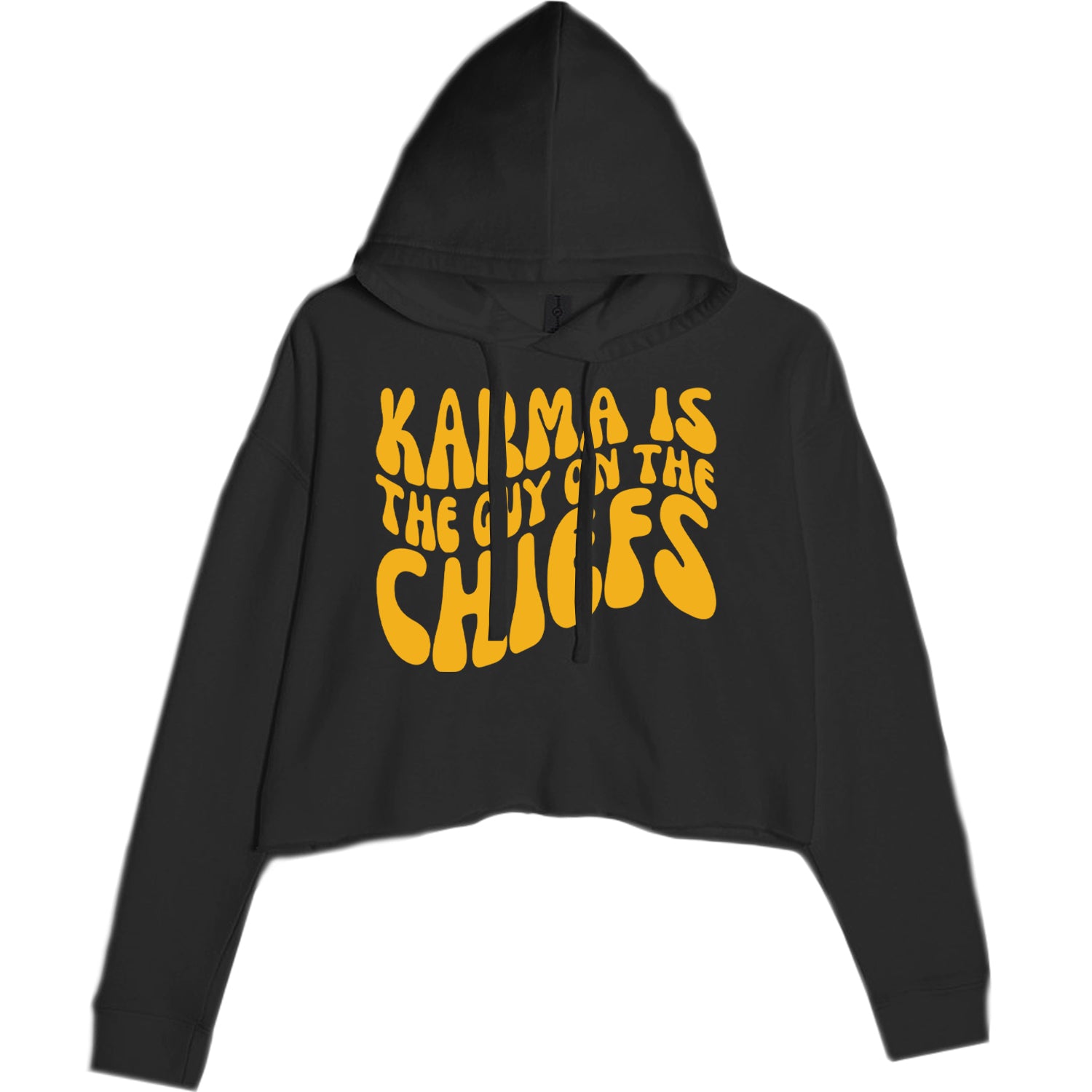 Karma Is The Guy On The Chiefs Boyfriend Cropped Hoodie Sweatshirt Charcoal Grey