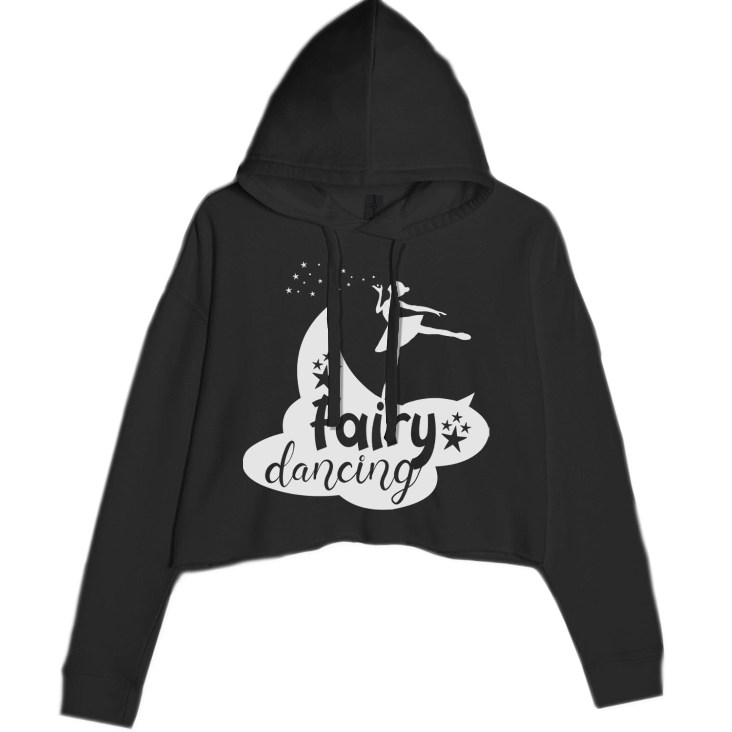 Fairy Dancing Cropped Hoodie Sweatshirt Black