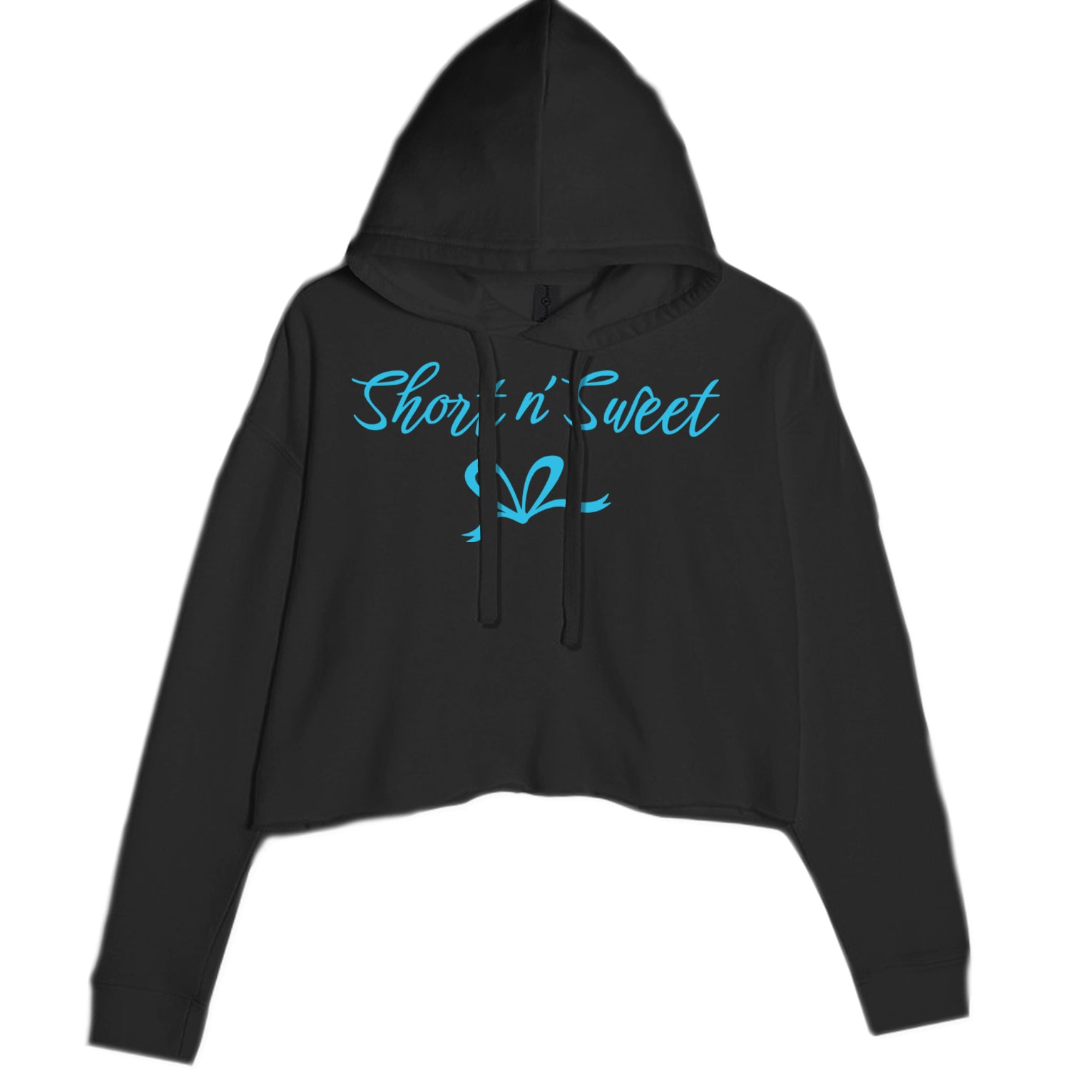 Bow Short N' Sweet Music Cropped Hoodie Sweatshirt Black