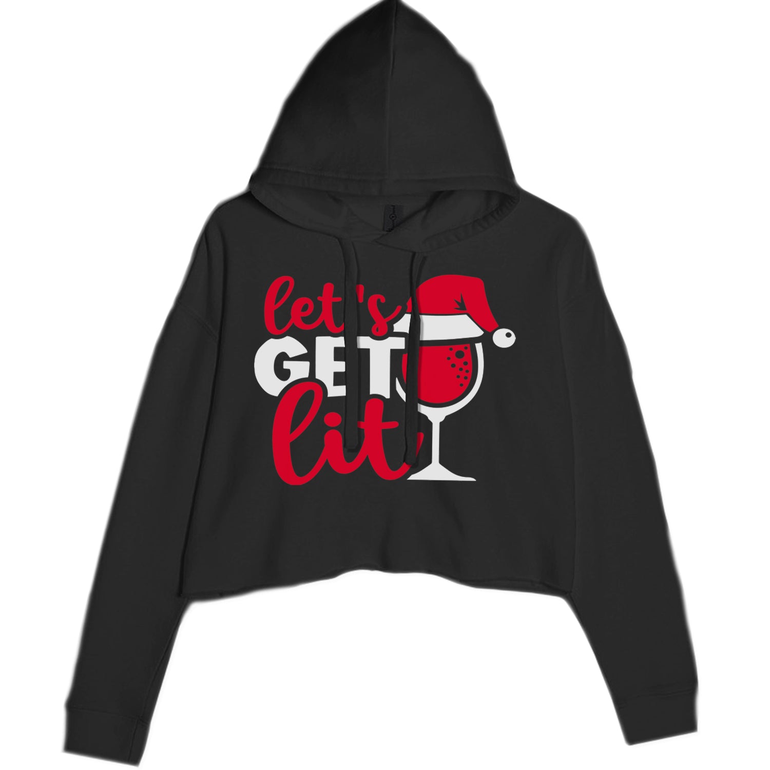 Let’s Get Lit Cropped Hoodie Sweatshirt Black